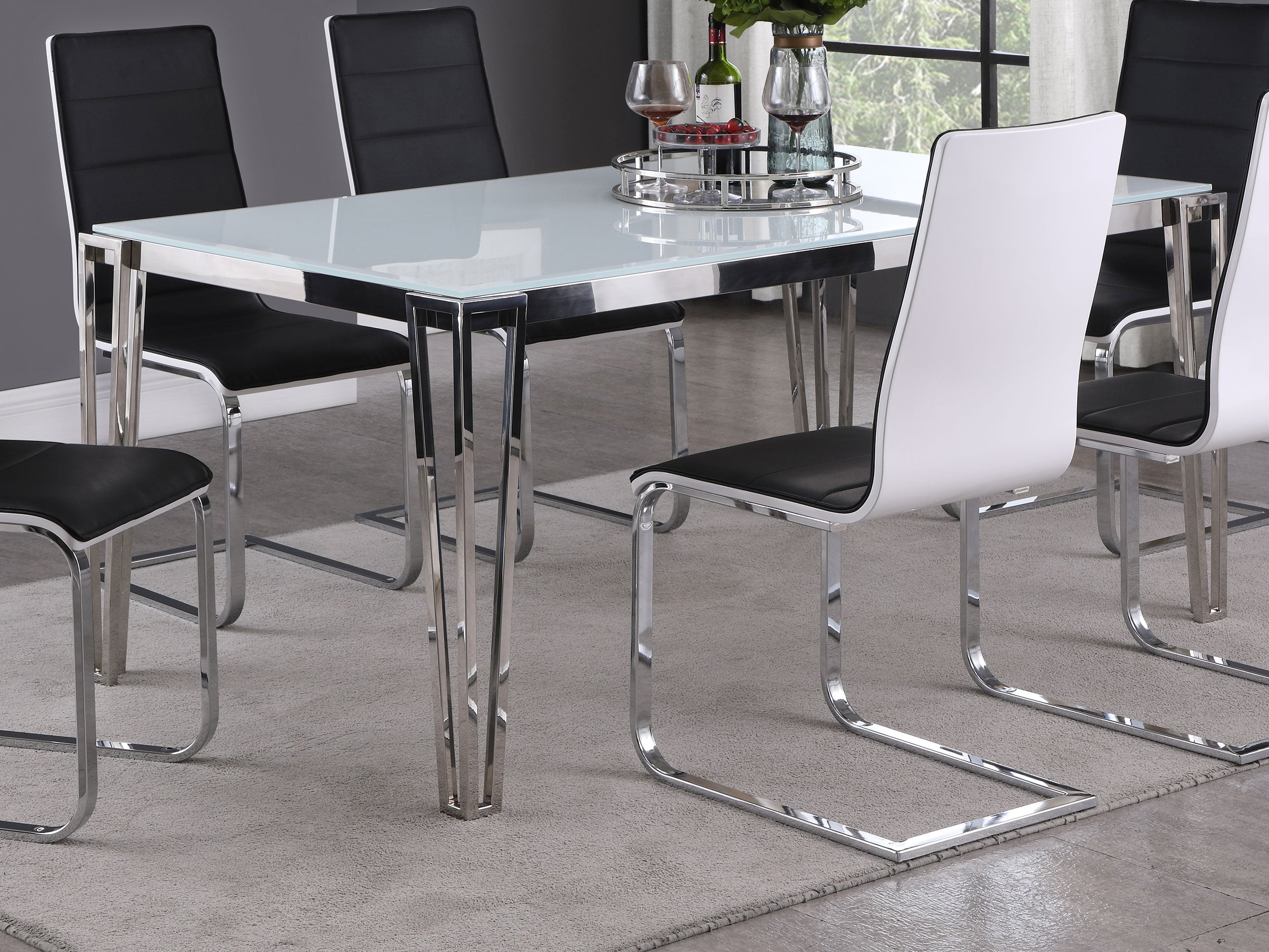 Pauline Rectangular 64-inch Glass Top Dining Table Chrome — view 2
