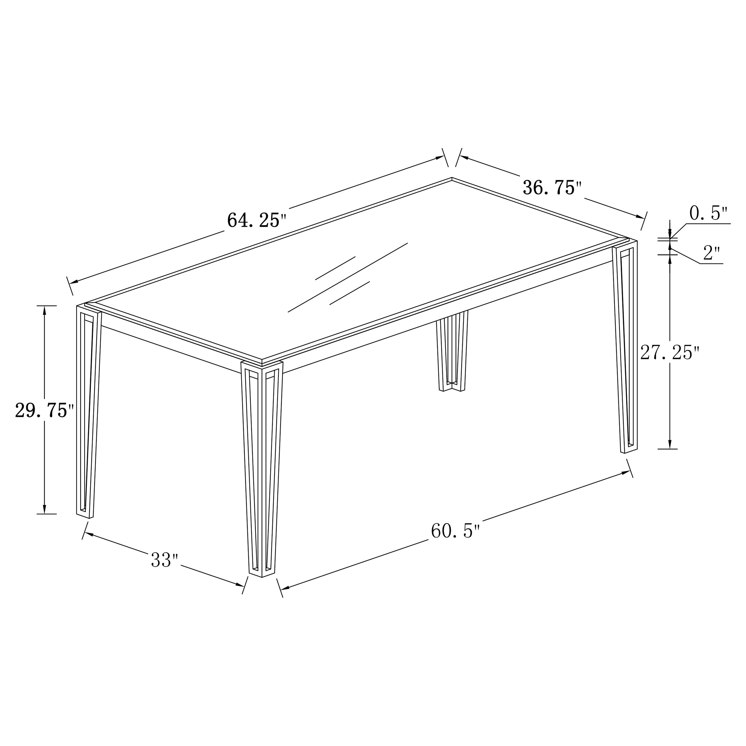 Pauline Rectangular 64-inch Glass Top Dining Table Chrome — view 6