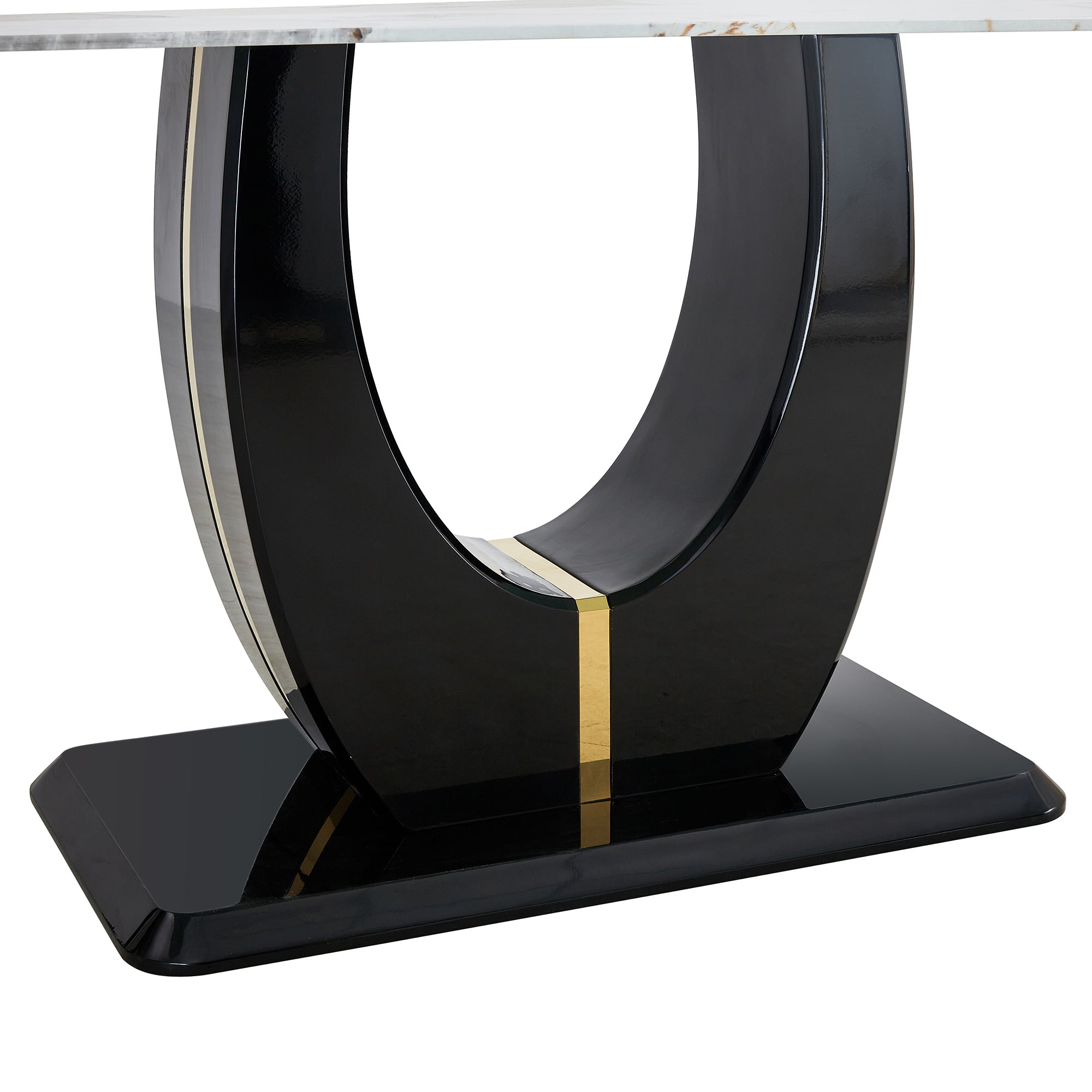 Table and chair set, modern dining table, patterned table top and black MDF leg table, soft and comfortable dining chair, perfect for dinner, meetings, home and office decor