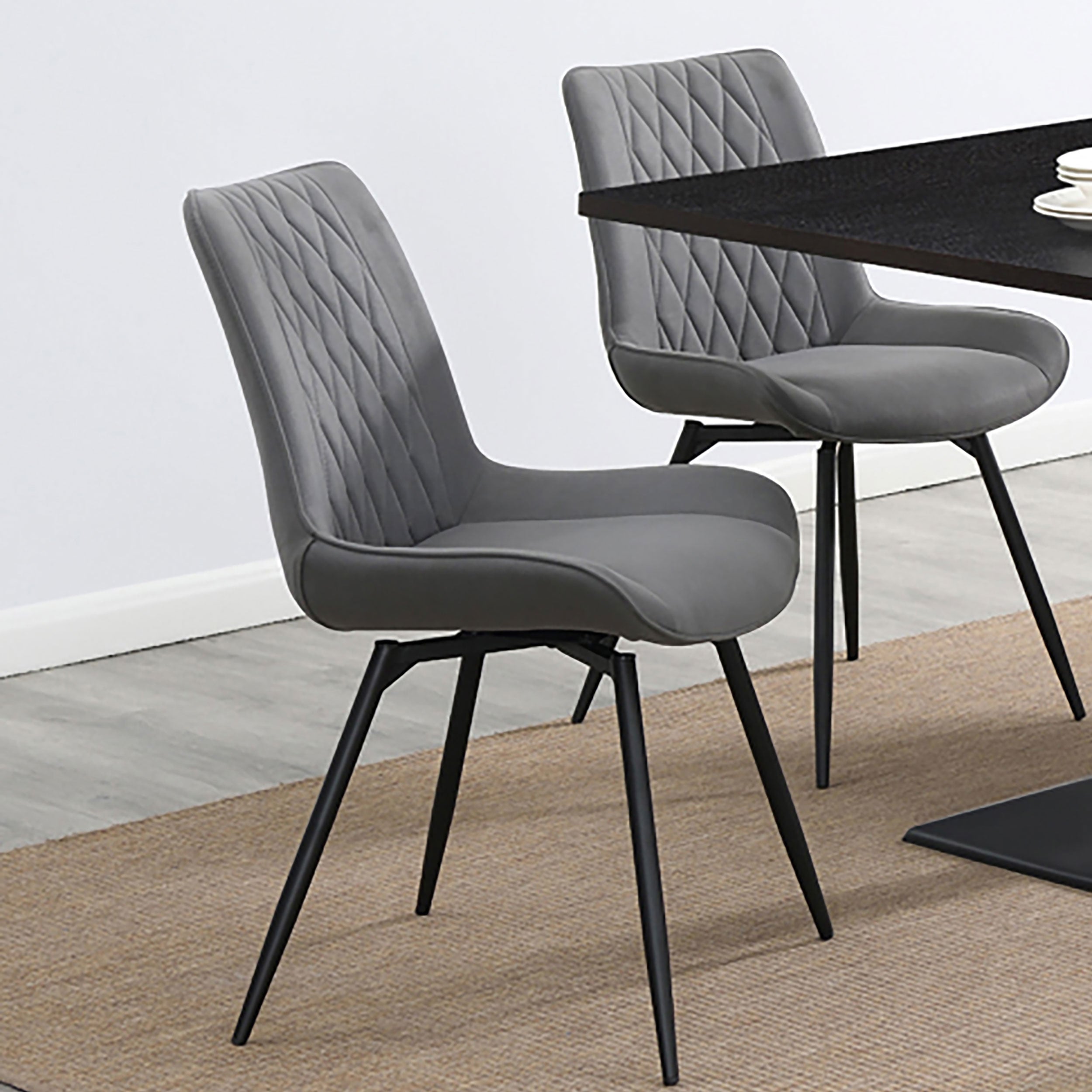 Diggs Upholstered Swivel Dining Side Chair Grey (Set of 2) — view 2