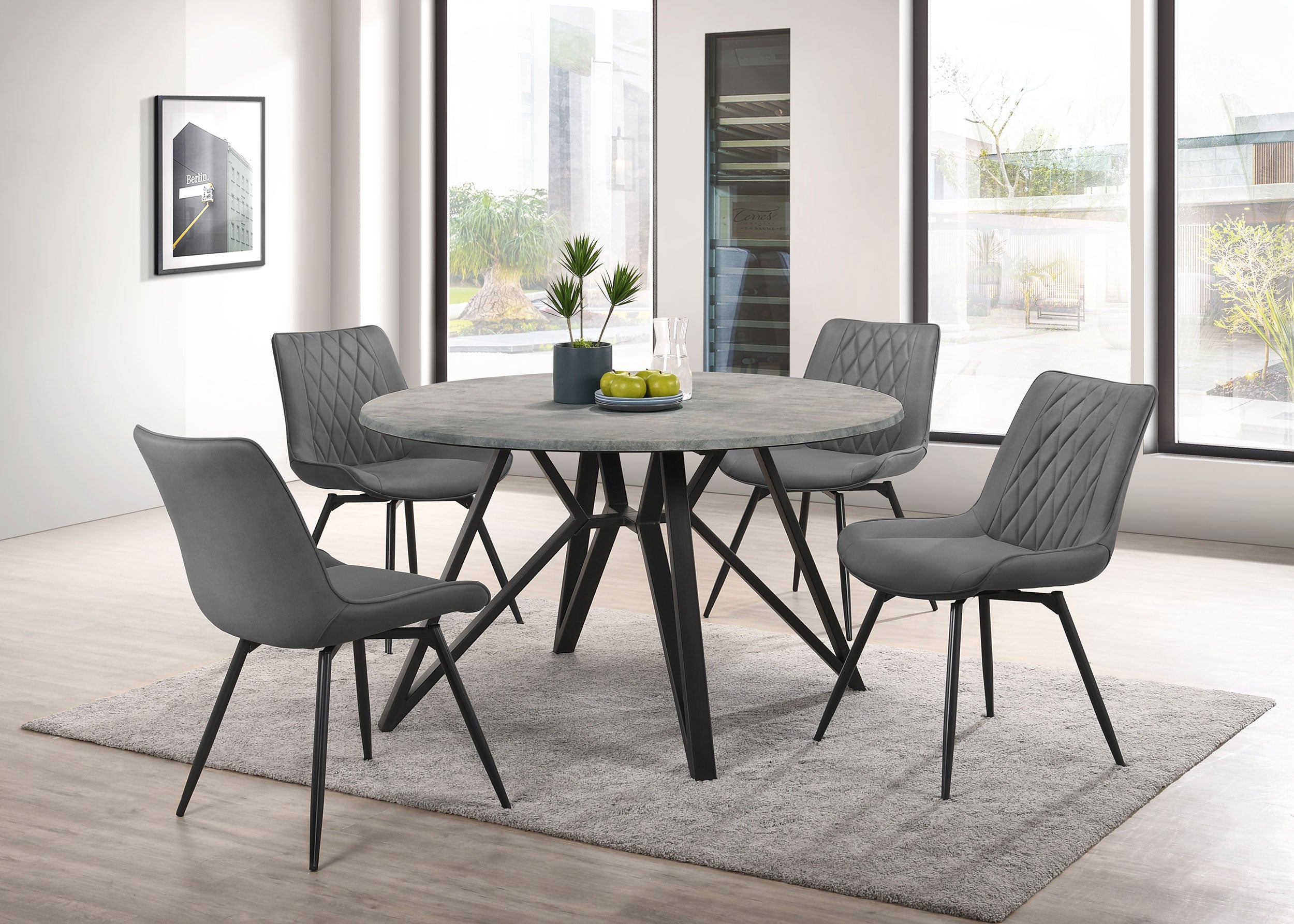 Diggs Upholstered Swivel Dining Side Chair Grey (Set of 2) — view 15
