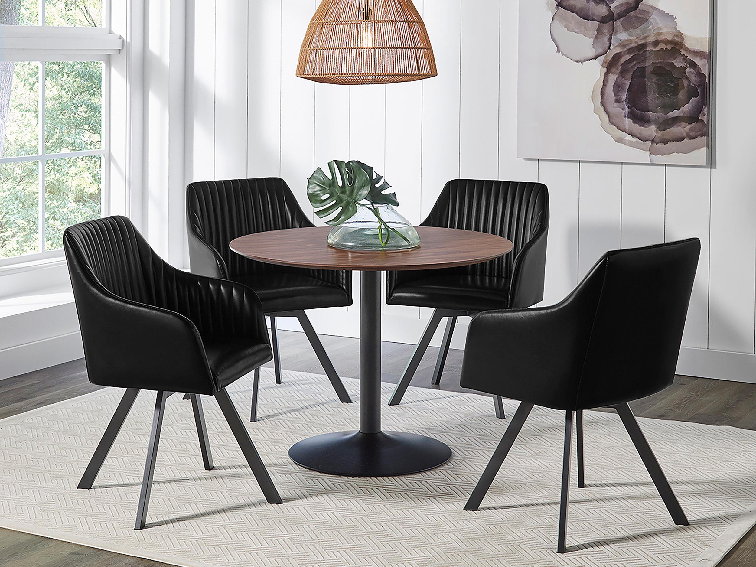 Arika Leatherette Upholstered Swivel Dining Arm Chair Black — view 8