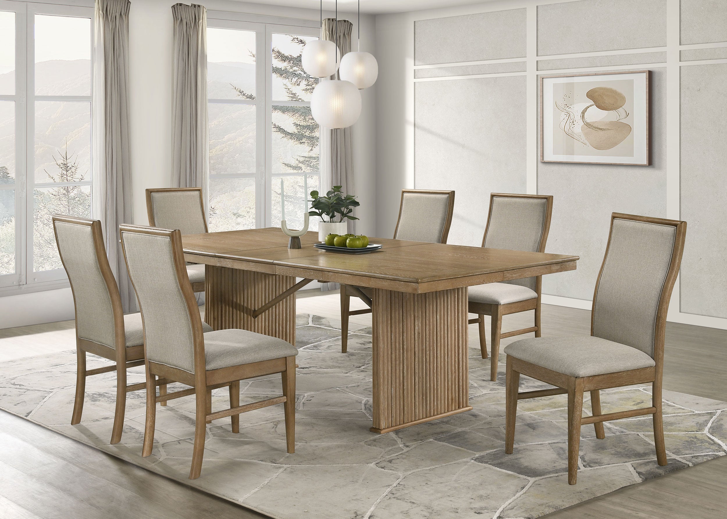 Adina 7-piece Extension Dining Set Distressed Light Brown — view 1