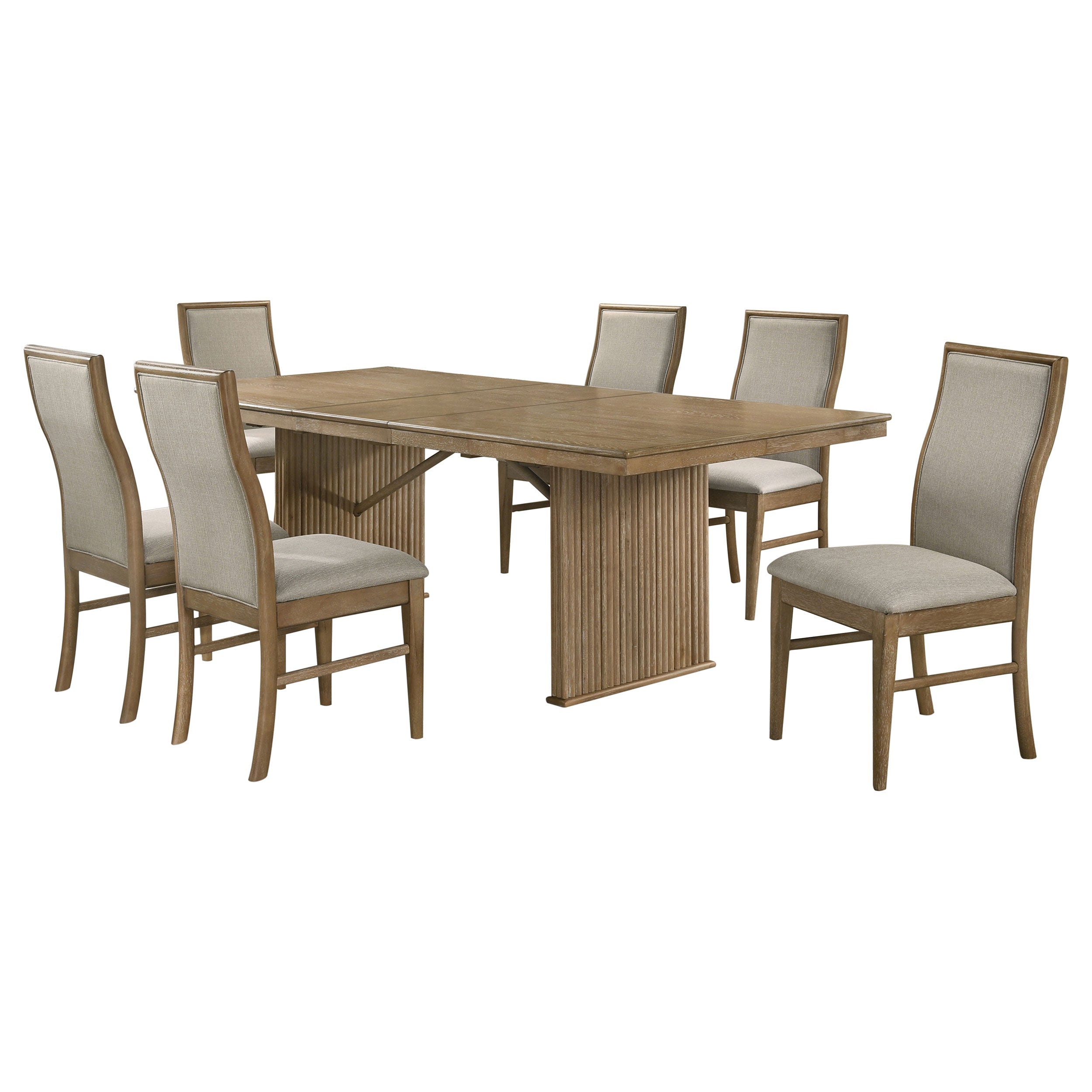 Adina 7-piece Extension Dining Set Distressed Light Brown — view 2