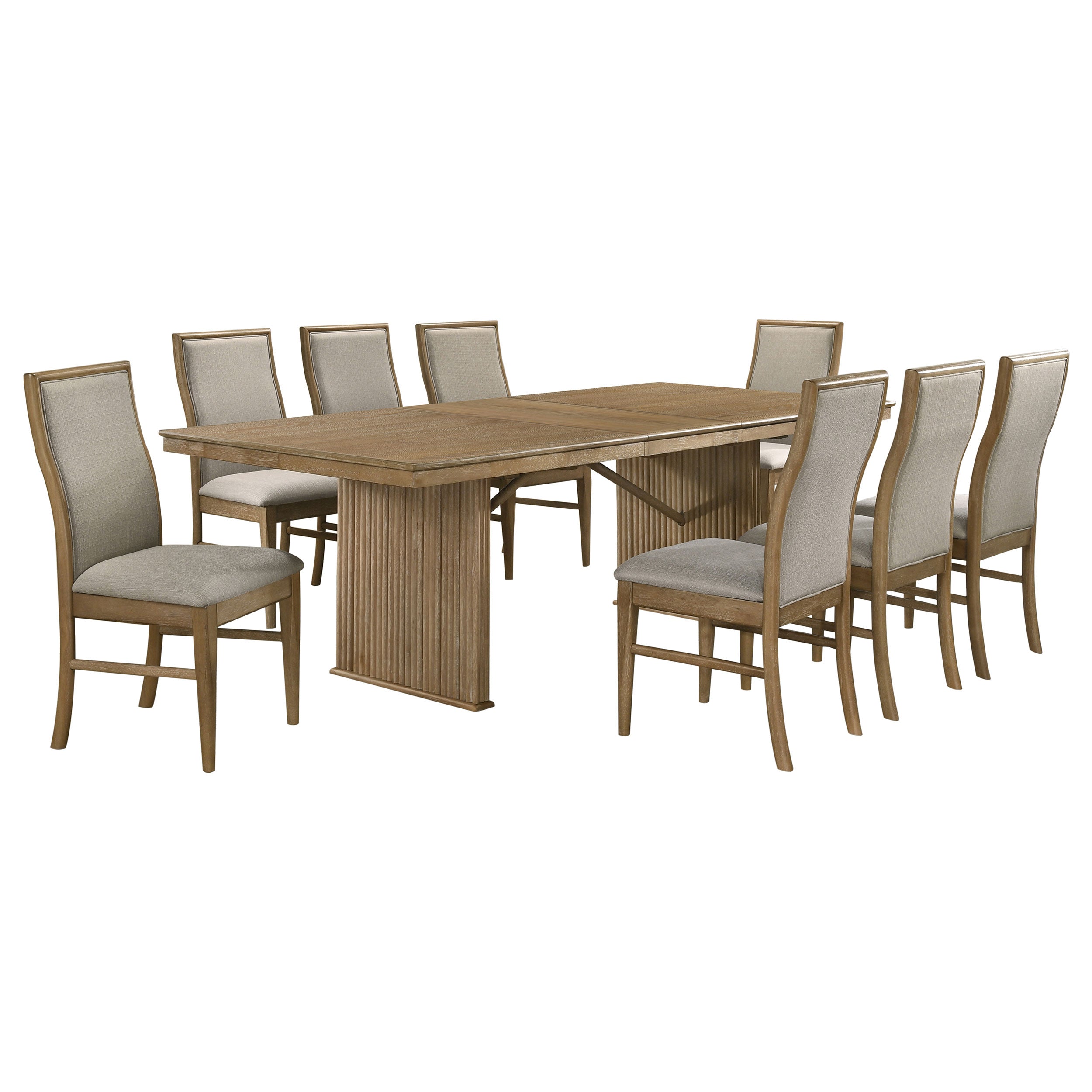 Adina 9-piece Extension Dining Set Distressed Light Brown — view 2