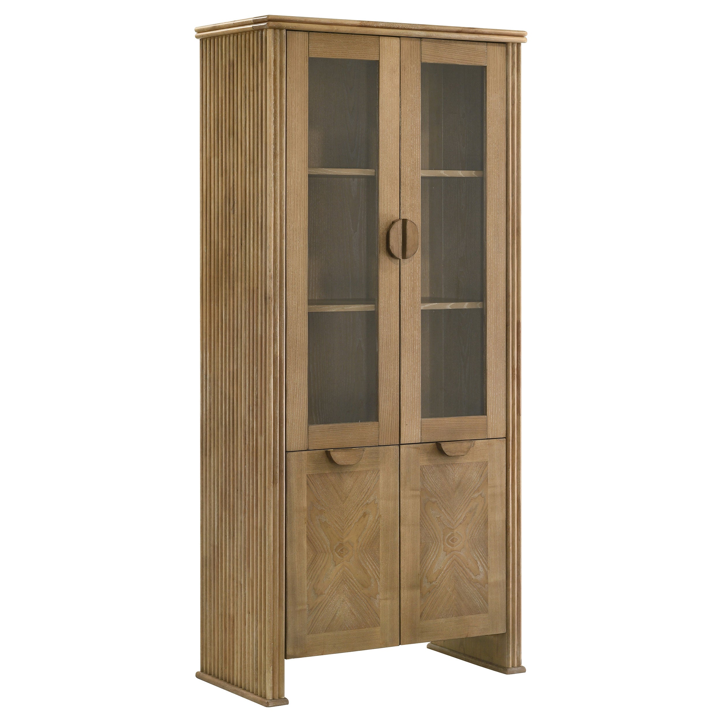 Adina 77-inch Tall Display Cabinet Distressed Light Brown — view 1