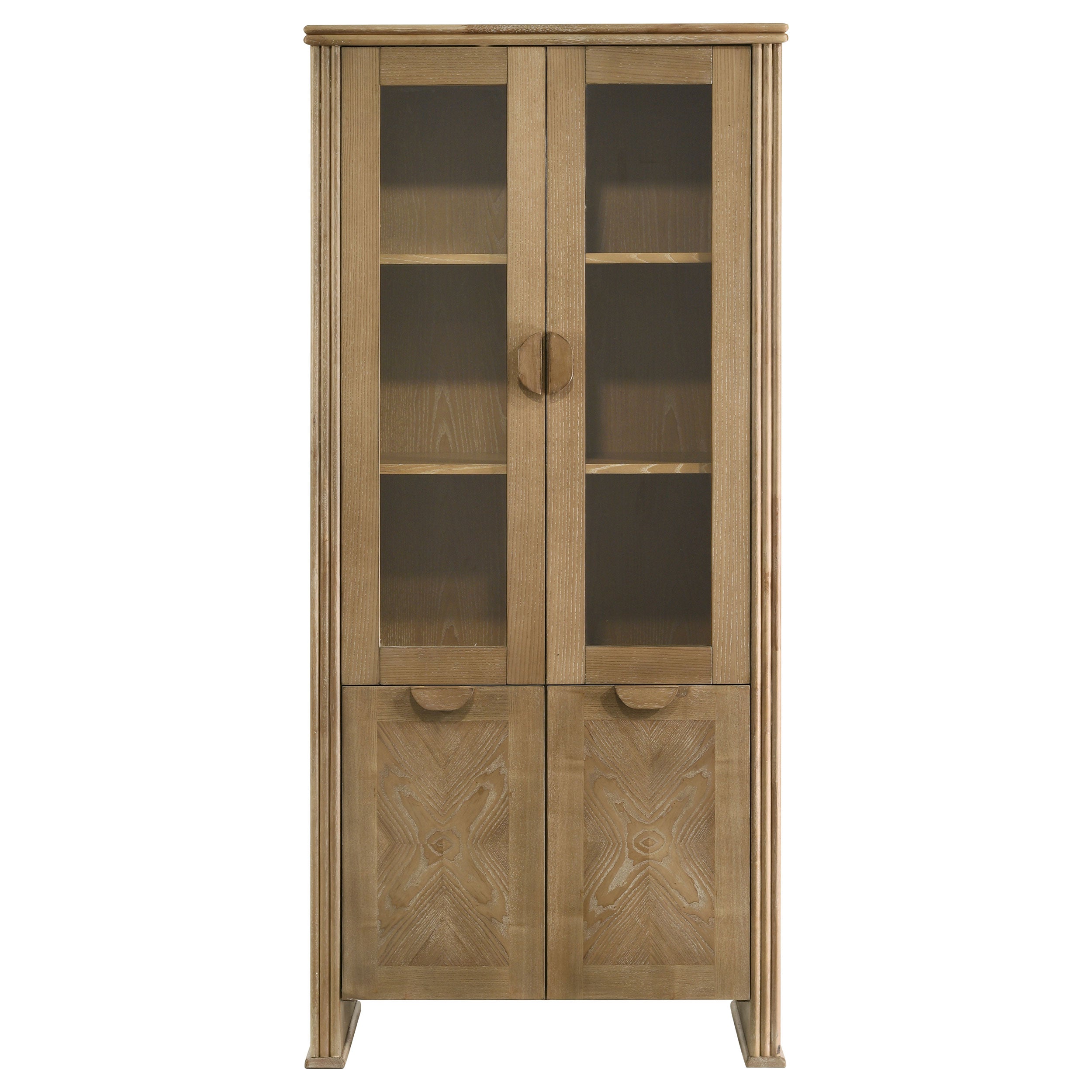 Adina 77-inch Tall Display Cabinet Distressed Light Brown — view 4