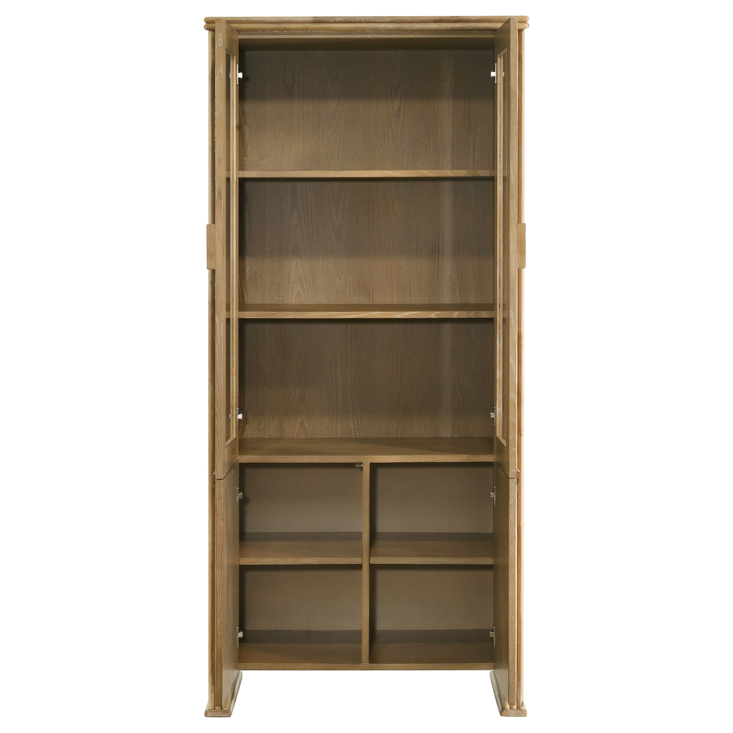 Adina 77-inch Tall Display Cabinet Distressed Light Brown — view 5