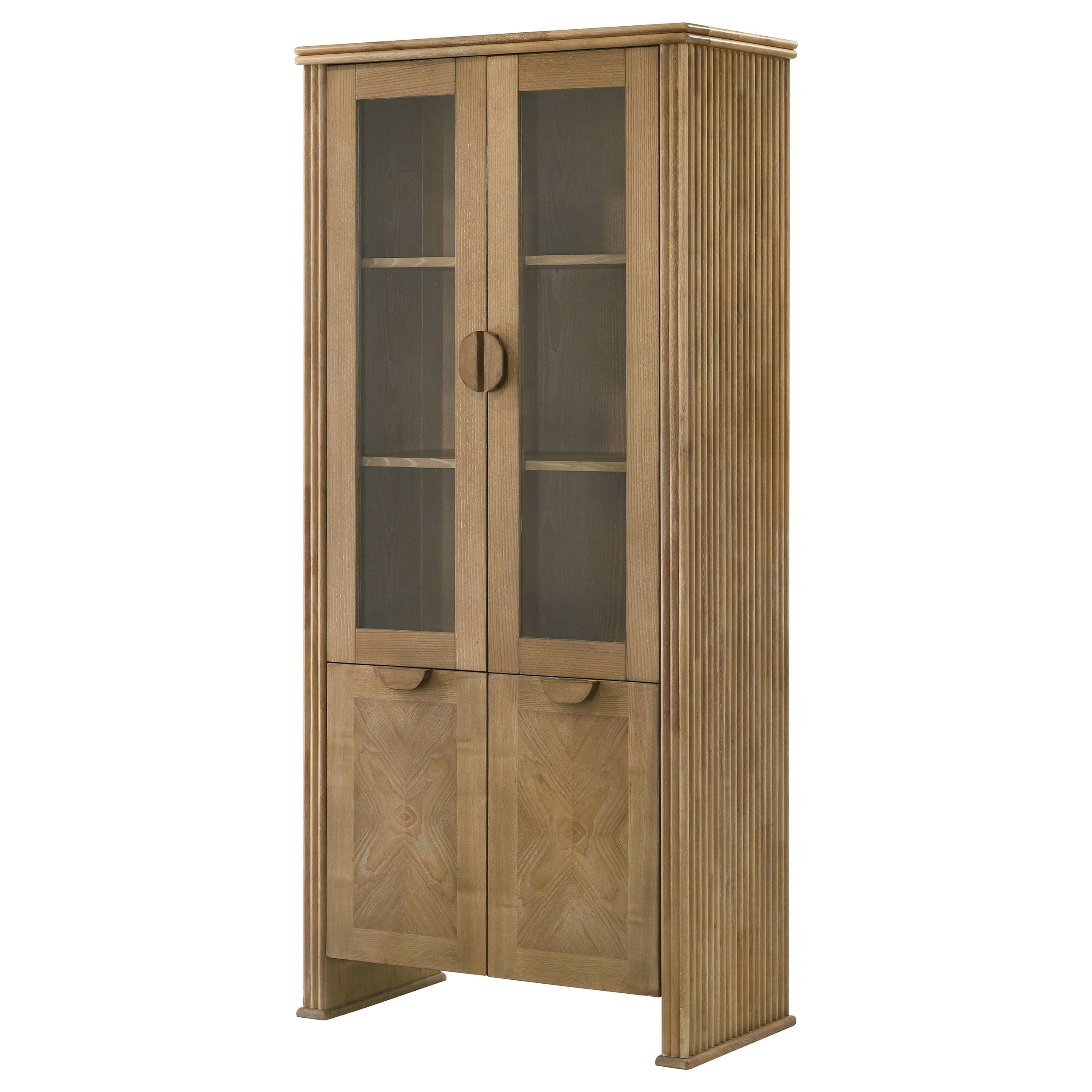 Adina 77-inch Tall Display Cabinet Distressed Light Brown — view 6