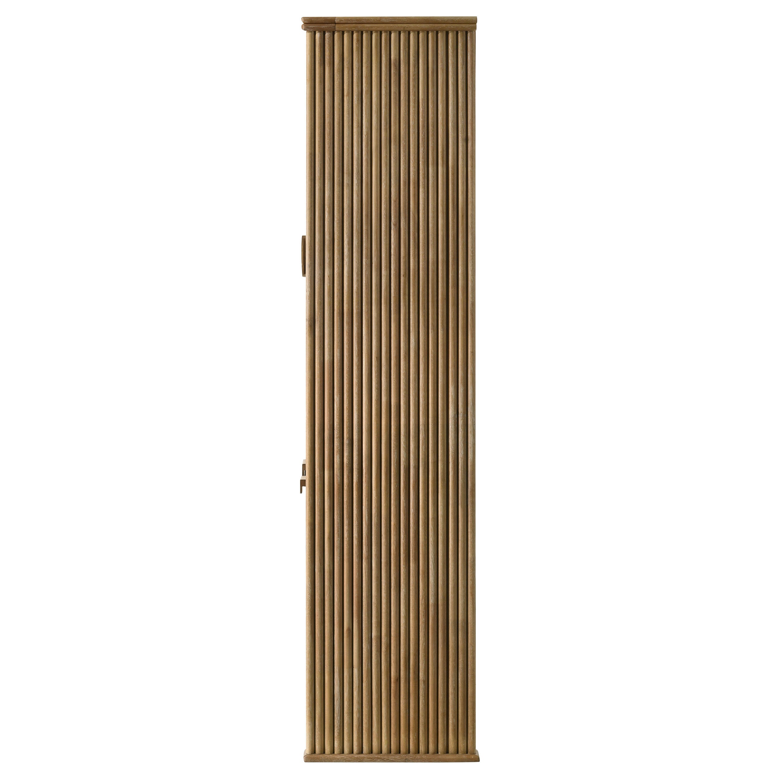 Adina 77-inch Tall Display Cabinet Distressed Light Brown — view 7