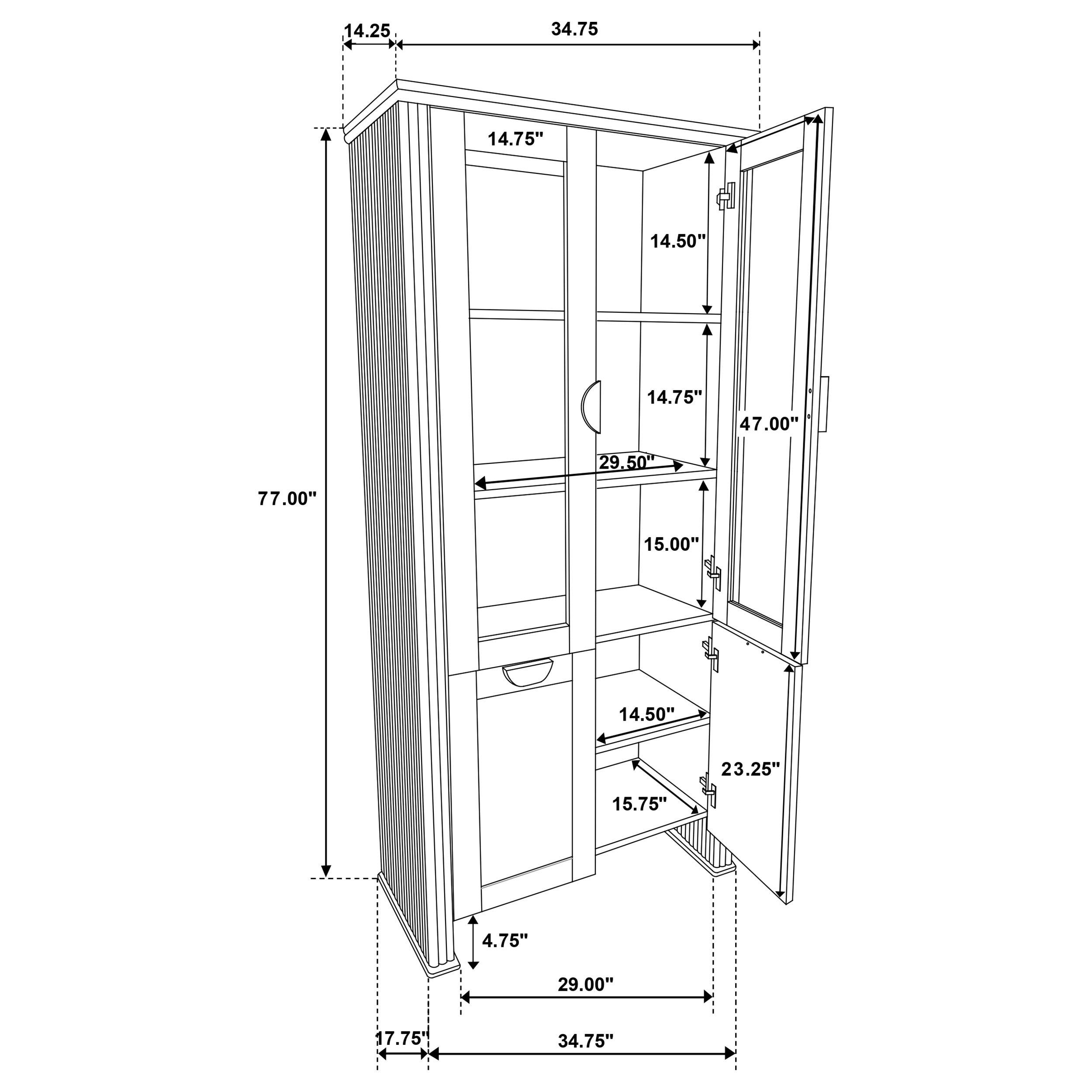 Adina 77-inch Tall Display Cabinet Distressed Light Brown — view 15
