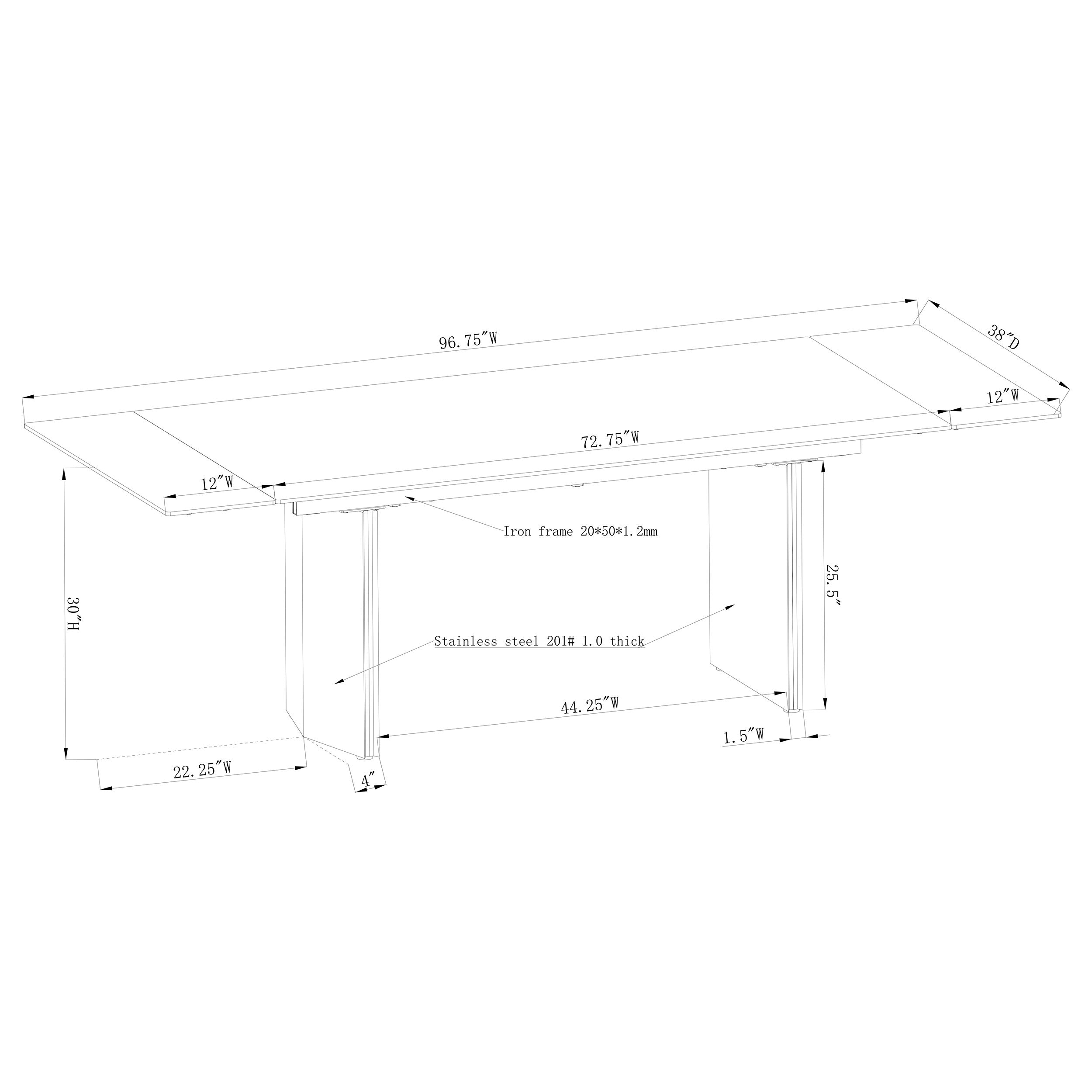 Vesa 97-inch Glass Top Extension Dining Table Beige — view 16