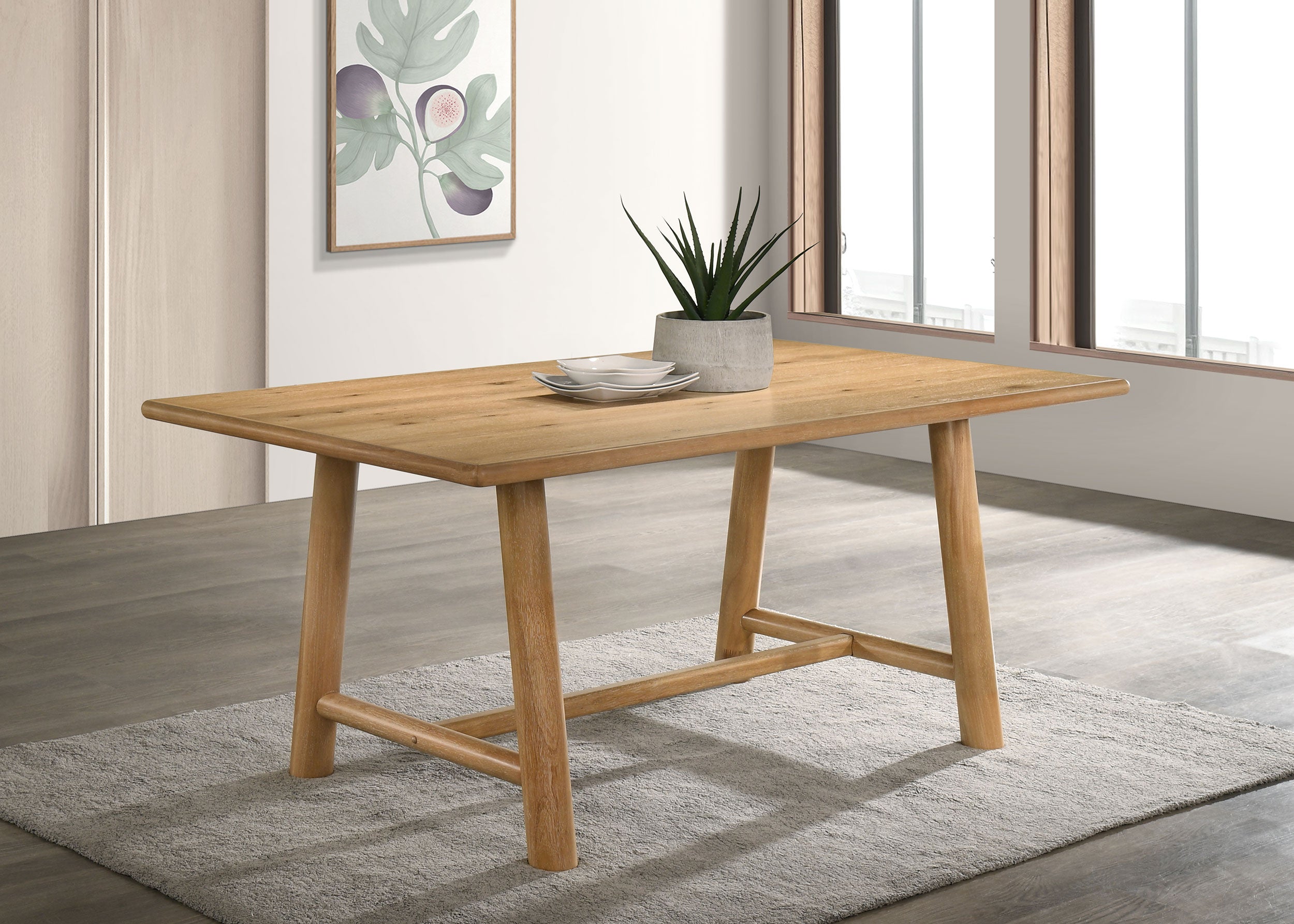 Duncan 71-inch Rectangular Wood Dining Room Table Washed Oak — view 2
