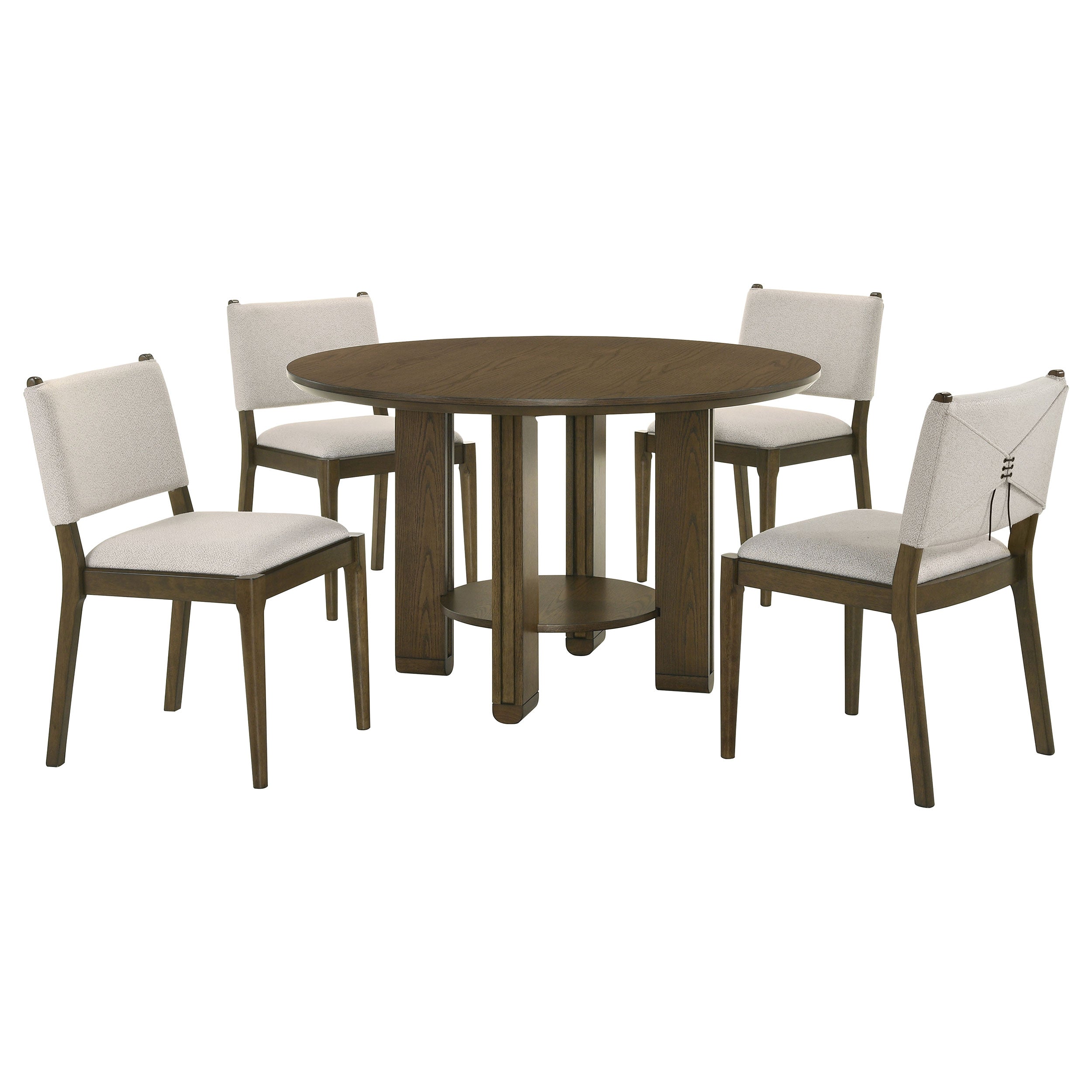 Ottowa 5-piece Round Wood Dining Room Table Set Brown — view 2