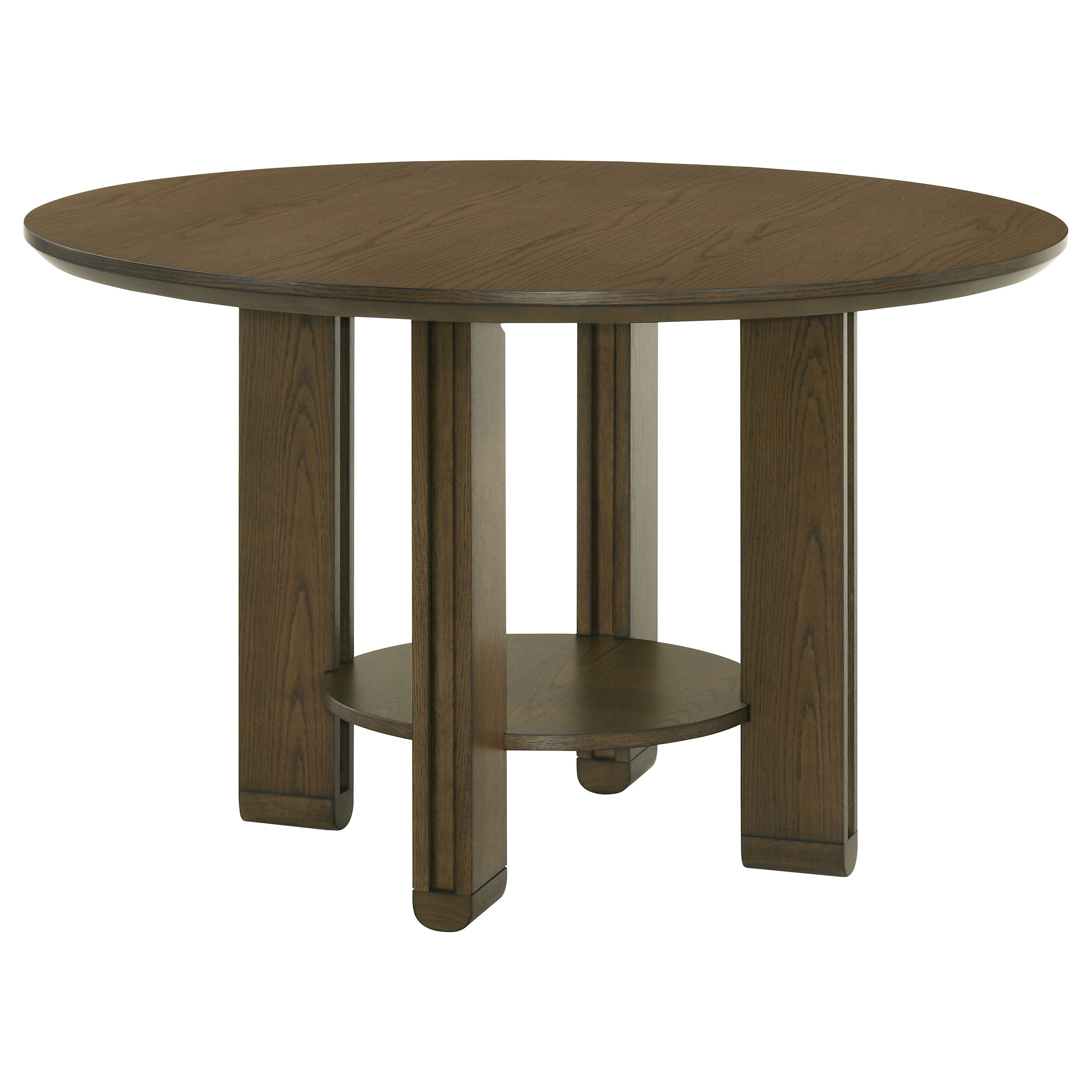 Ottowa 47-inch Round Wood Dining Table with Shelf Brown — view 1