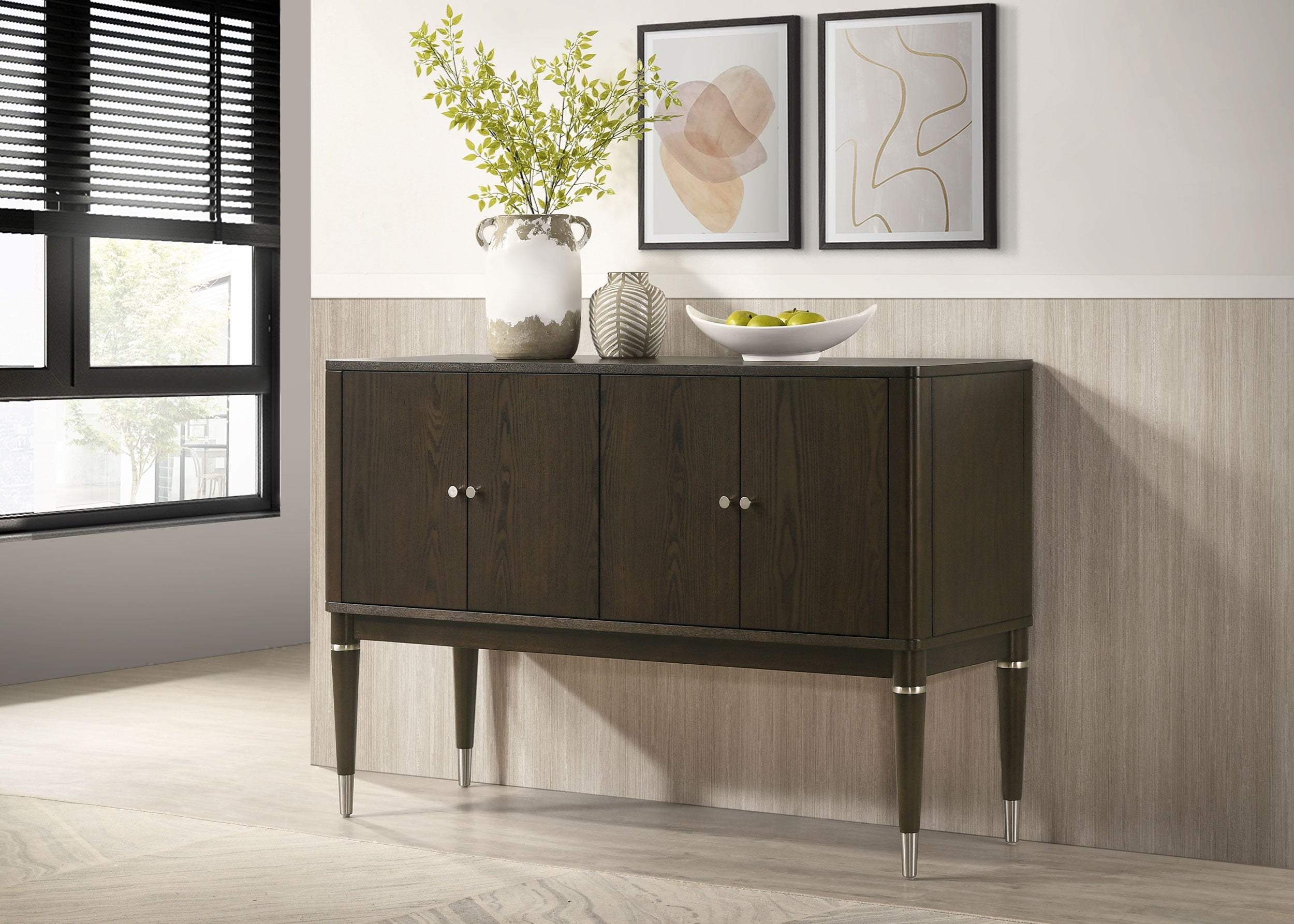 Reseda 4-door Dining Sideboard Server with Shelves Ash Brown — view 2