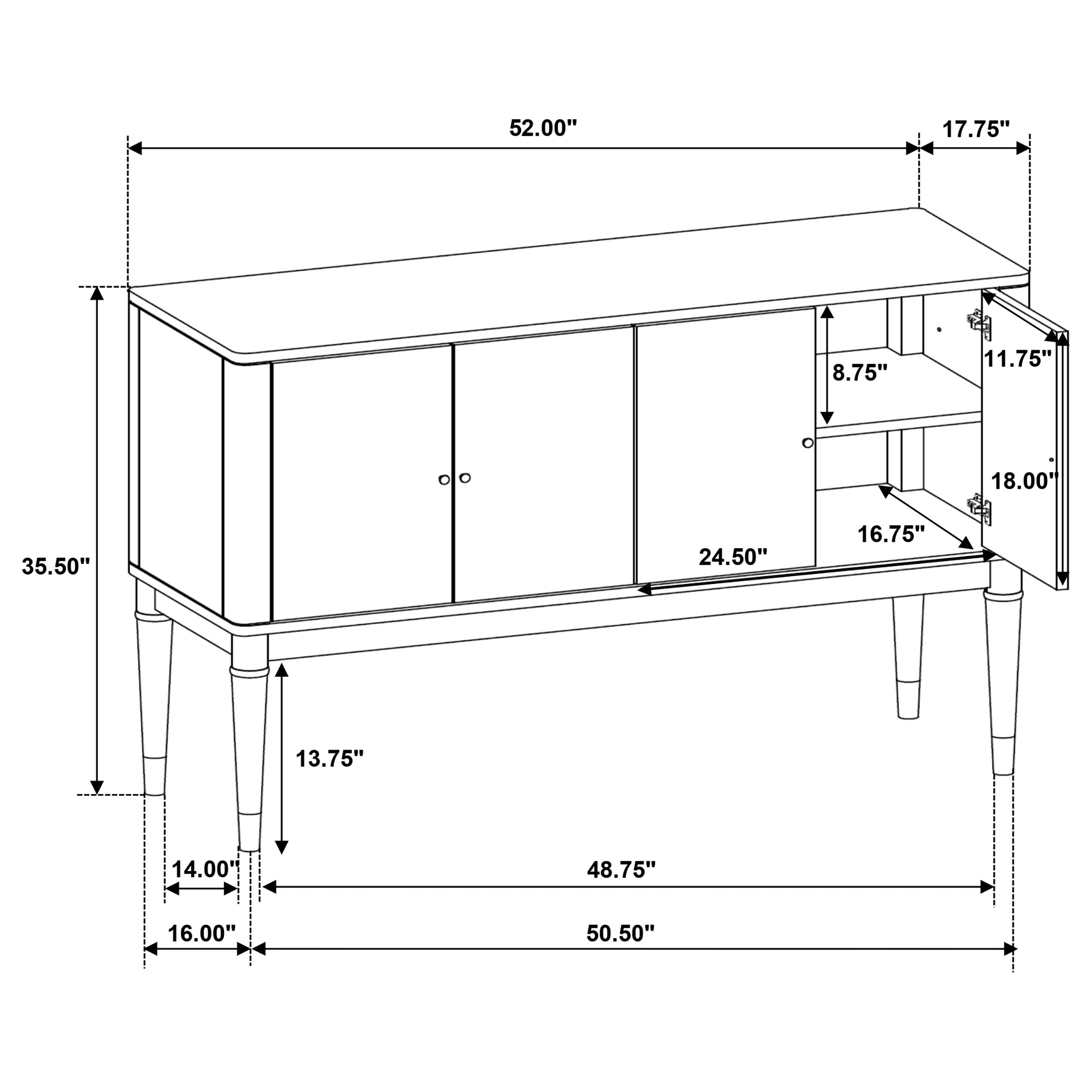 Reseda 4-door Dining Sideboard Server with Shelves Ash Brown — view 13