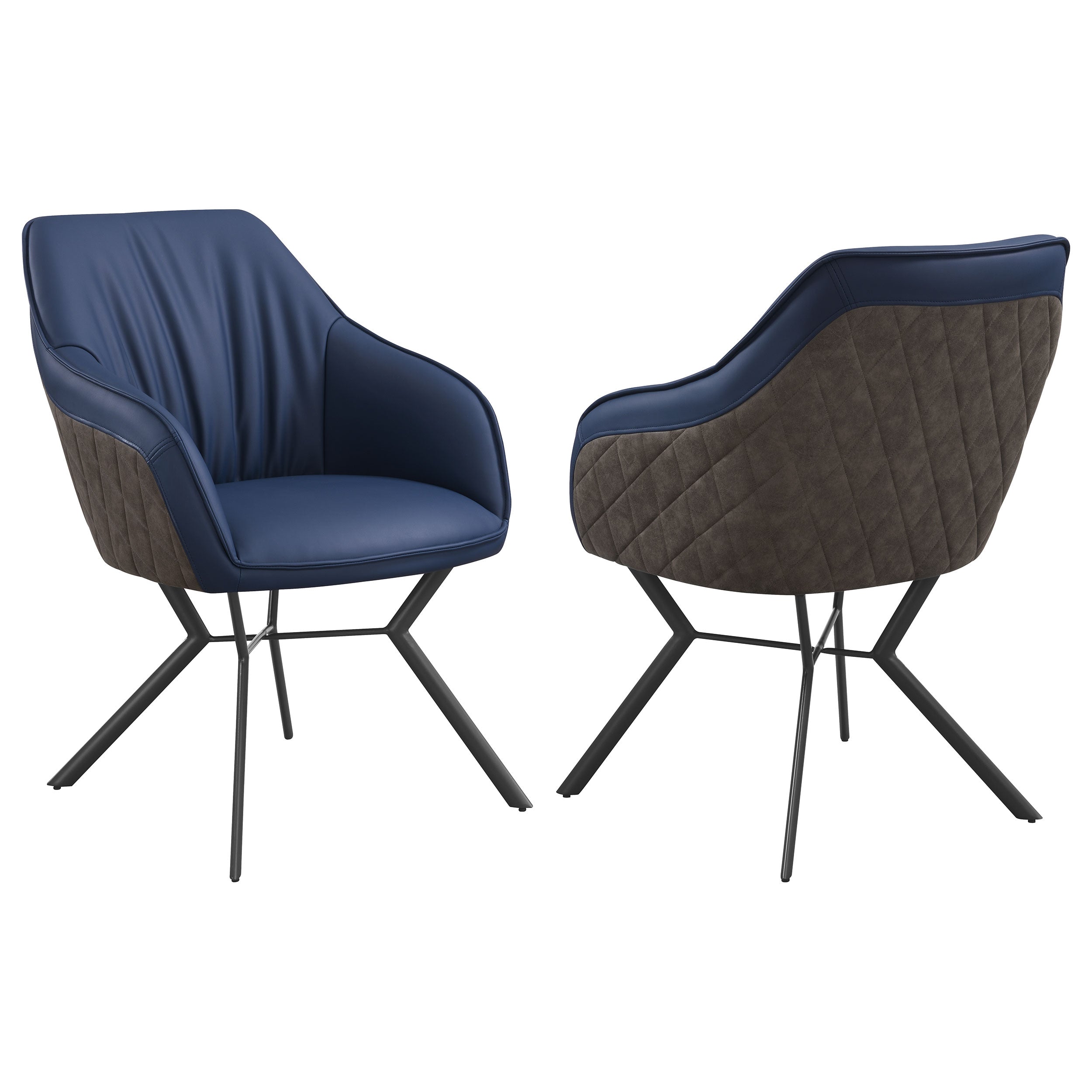 Mayer Upholstered Dining Arm Chair Blue and Brown (Set of 2) — view 1