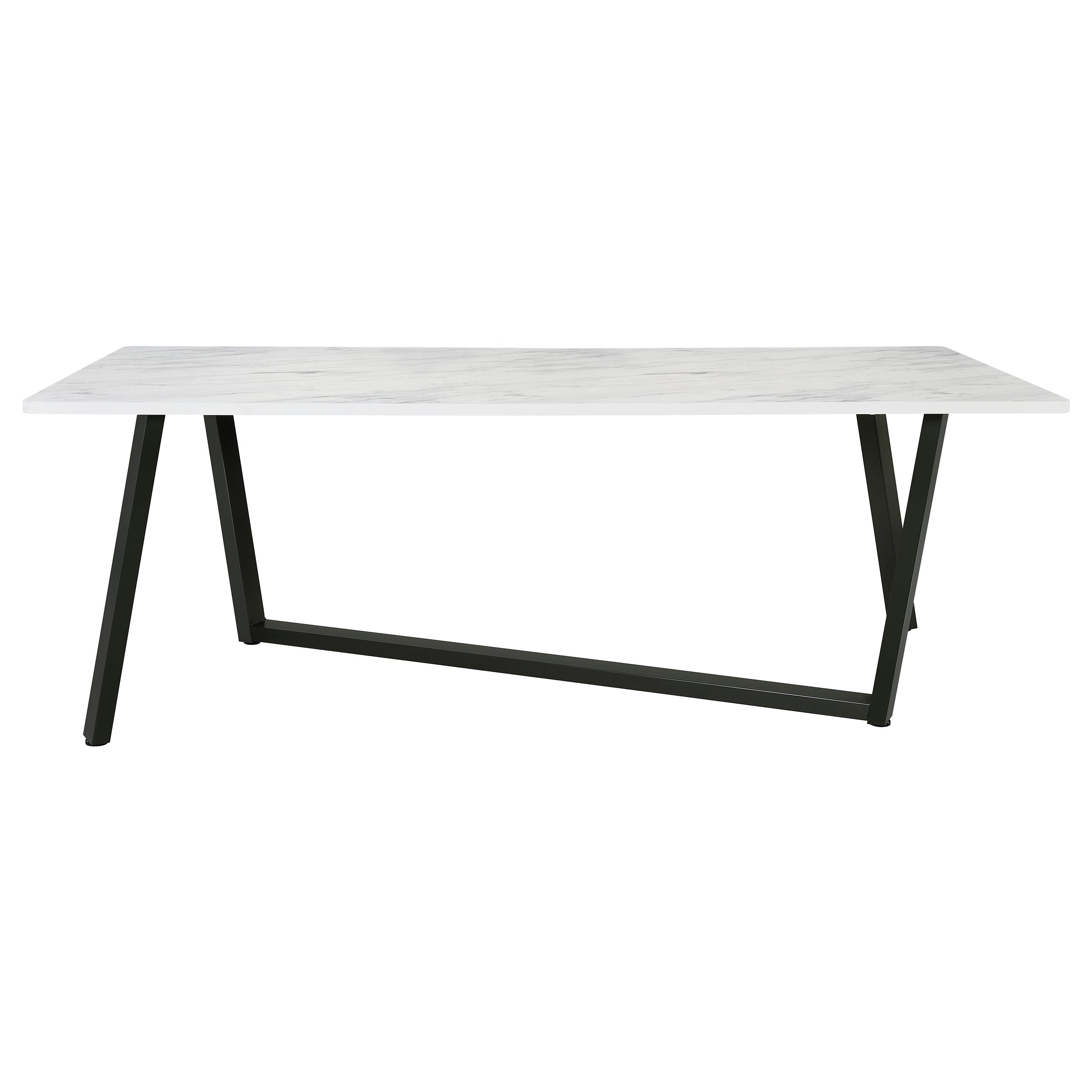 Mayer Rectangular 87-inch Faux Marble Dining Table White — view 3