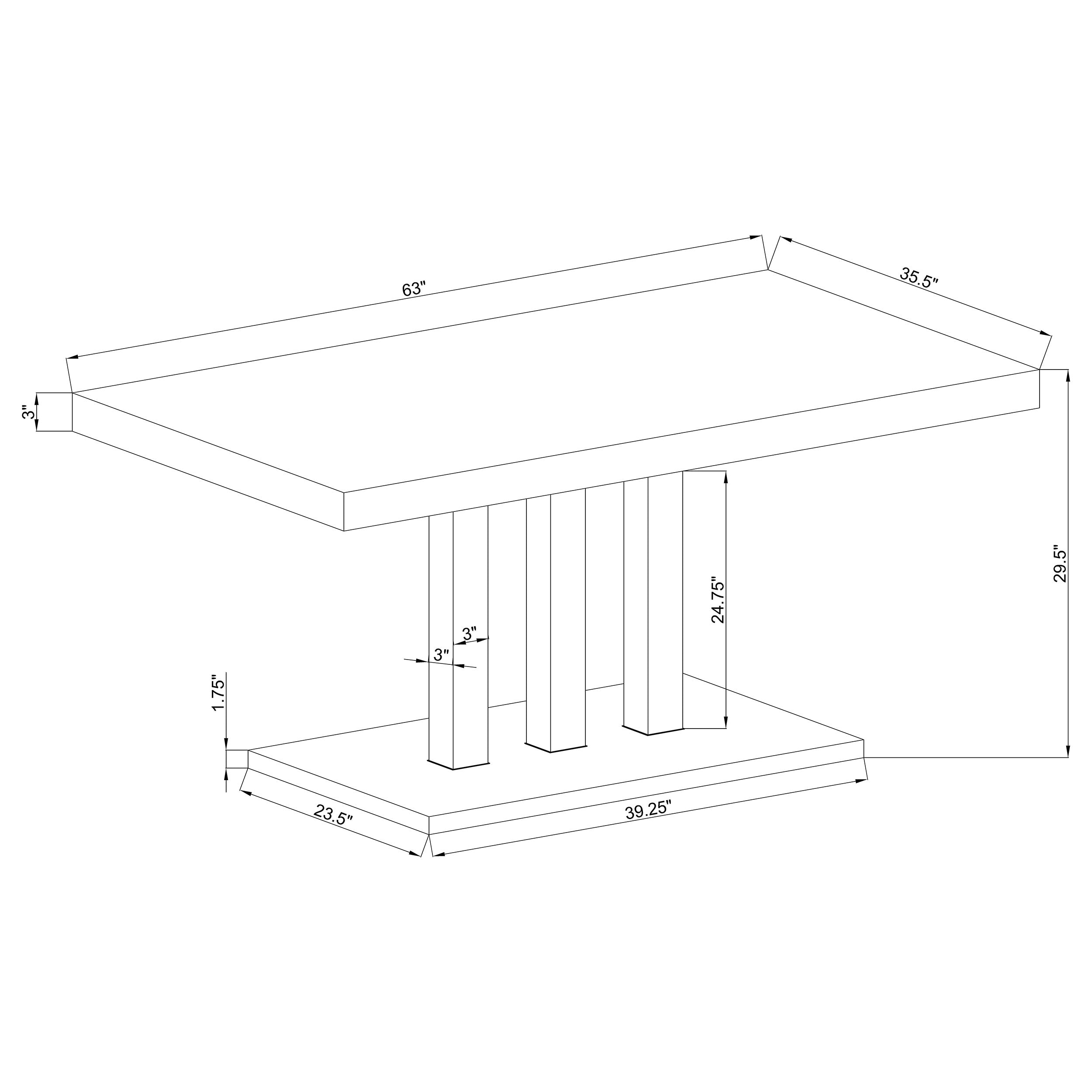 Brooklyn Rectangular 63-inch Dining Table White High Gloss — view 7