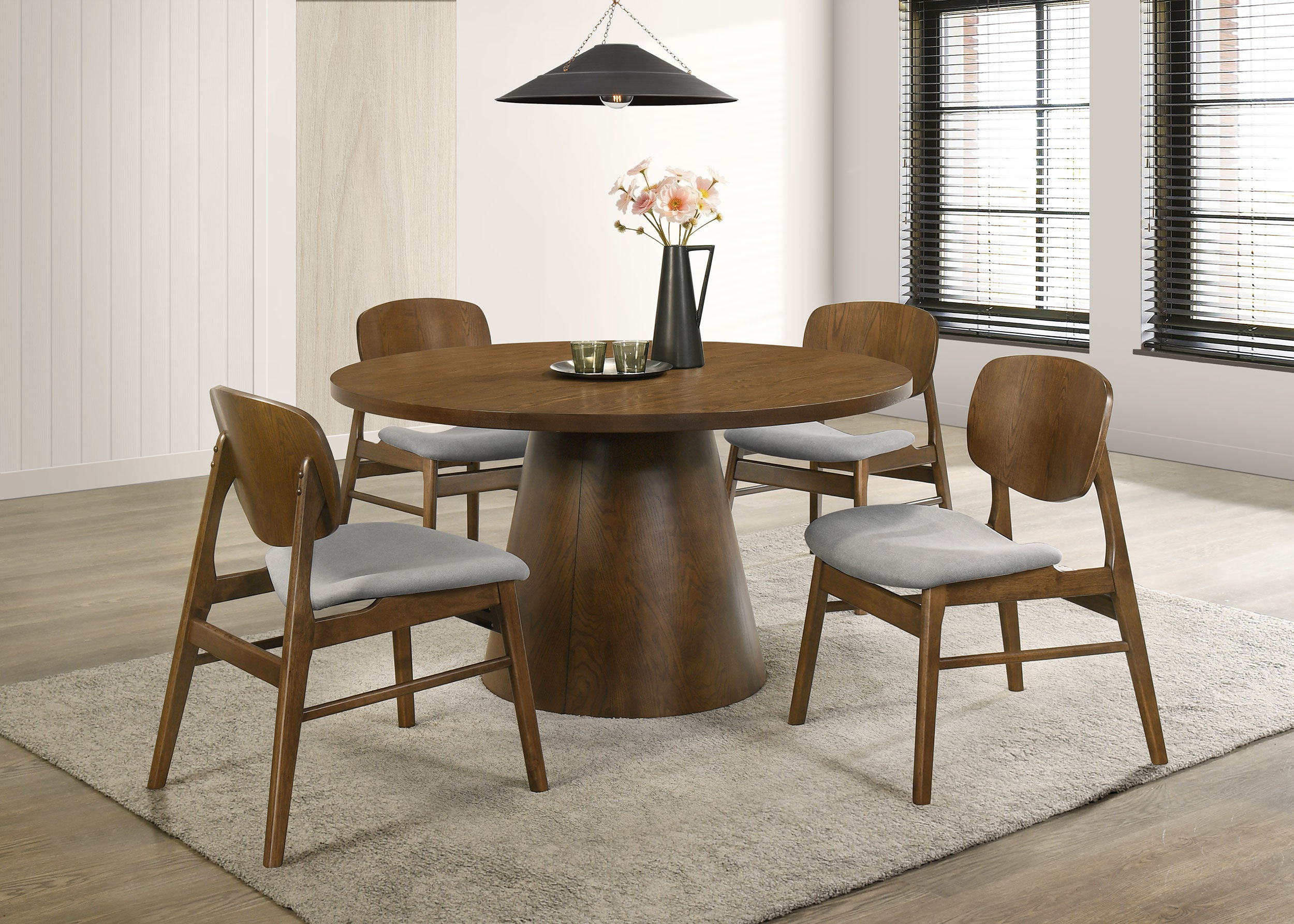 Franklin 54-inch Round Wood Pedestal Base Dining Table Dark Brown — view 8