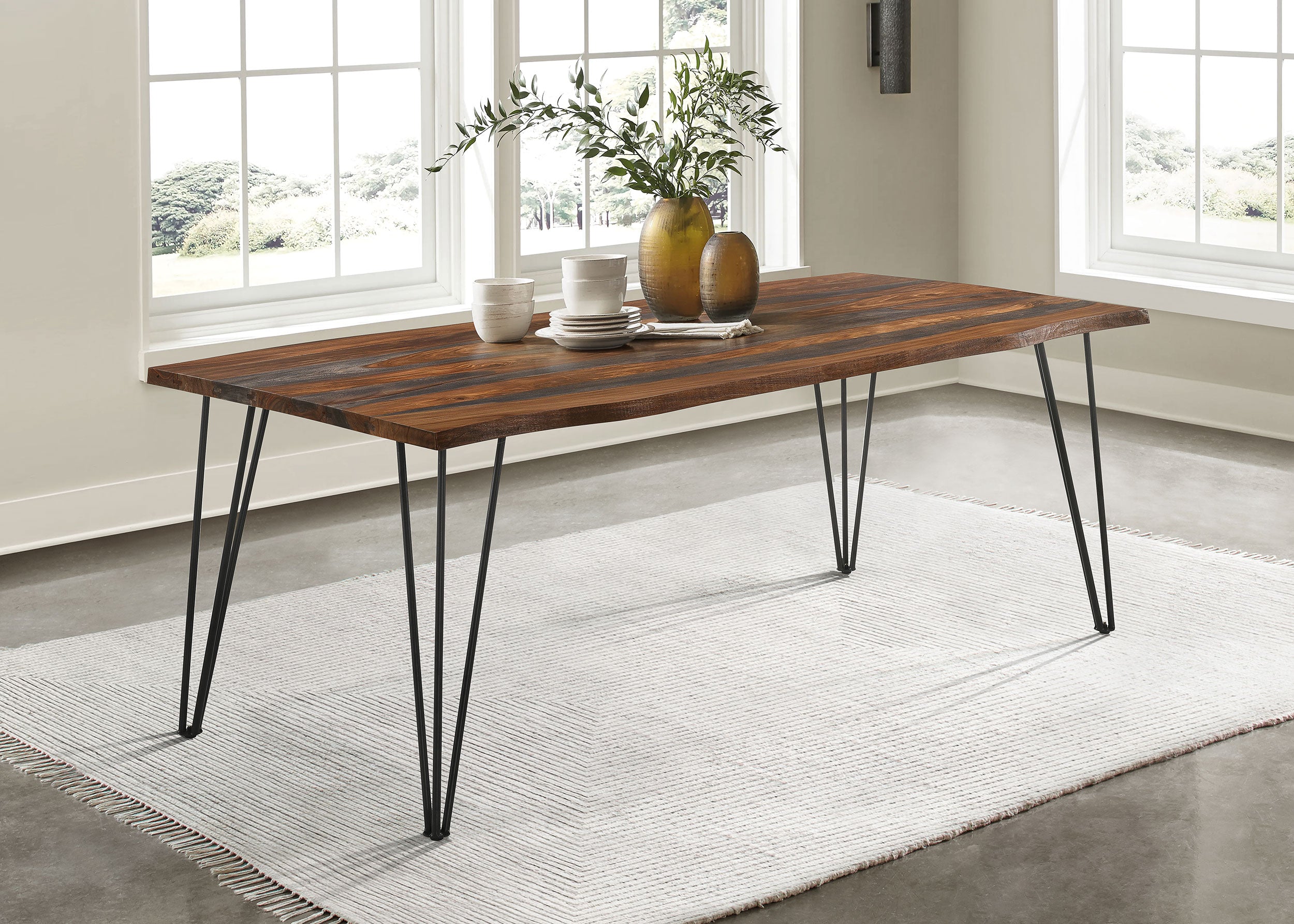 Neve 80-inch Live Edge Dining Table Grey Sheesham — view 2