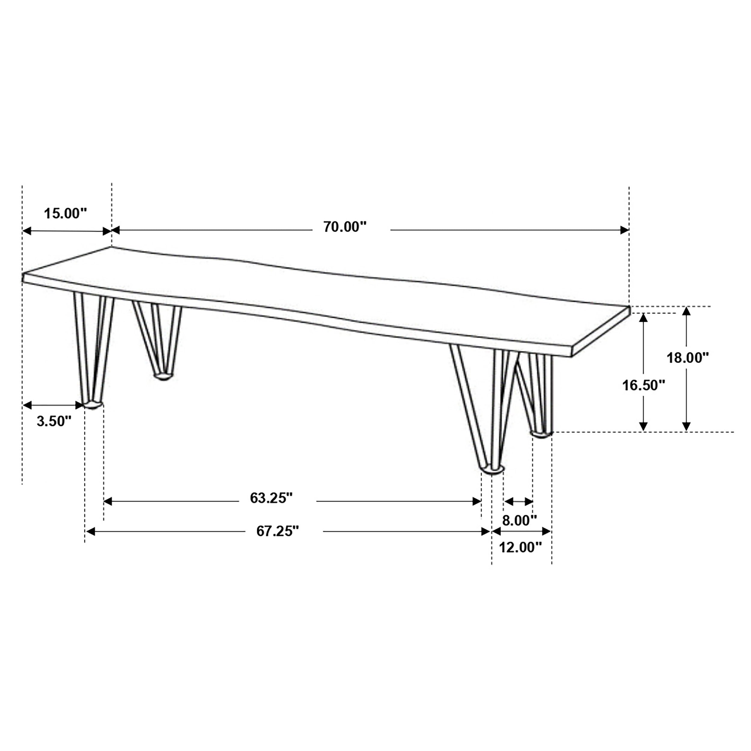 Neve Live Edge Wood Dining Bench Hairpin Legs Grey Sheesham — view 6