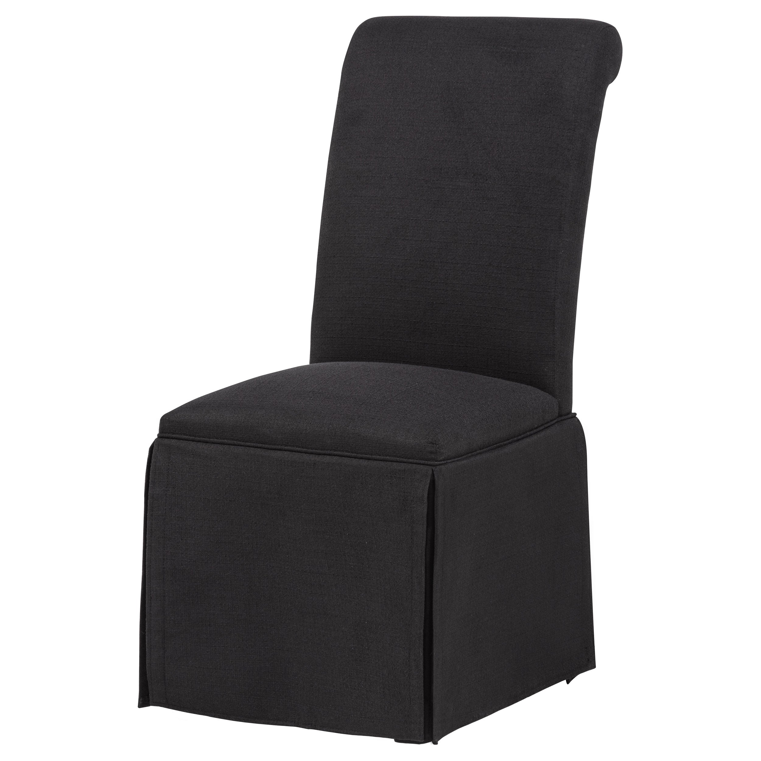 Shawna Upholstered Skirted Side Chair Black (Set of 2) — view 5