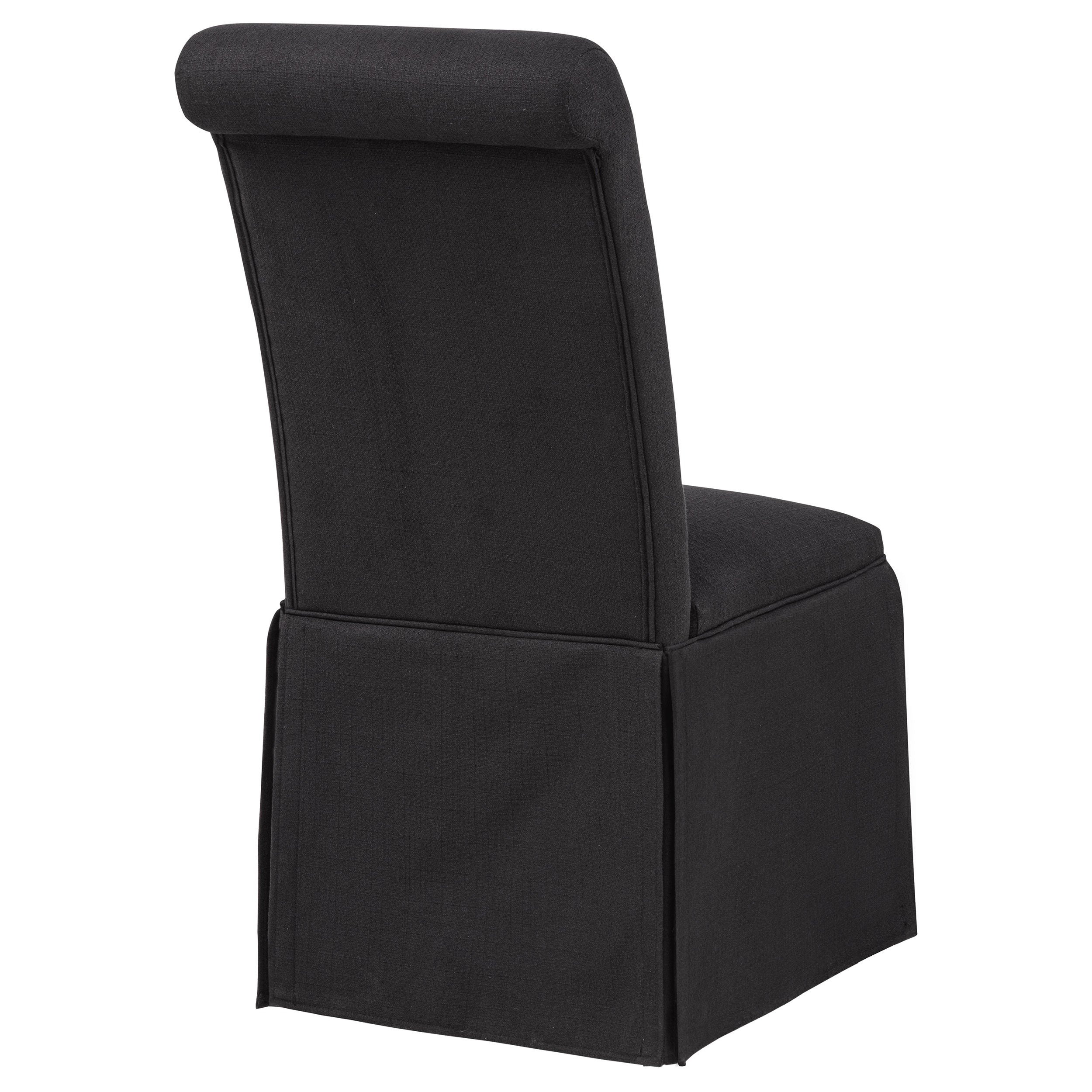 Shawna Upholstered Skirted Side Chair Black (Set of 2) — view 7