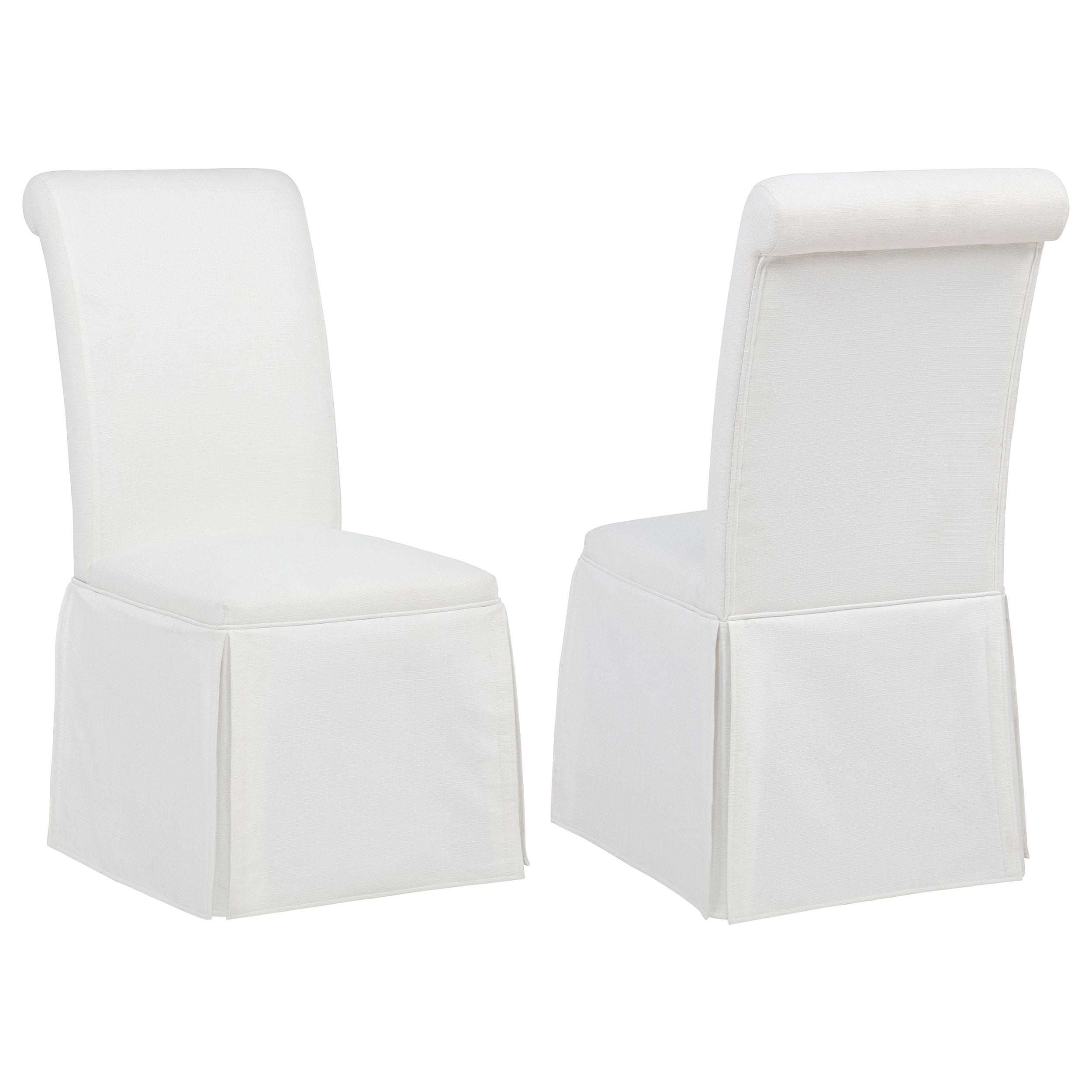 Shawna Upholstered Skirted Side Chair White (Set of 2) — view 1