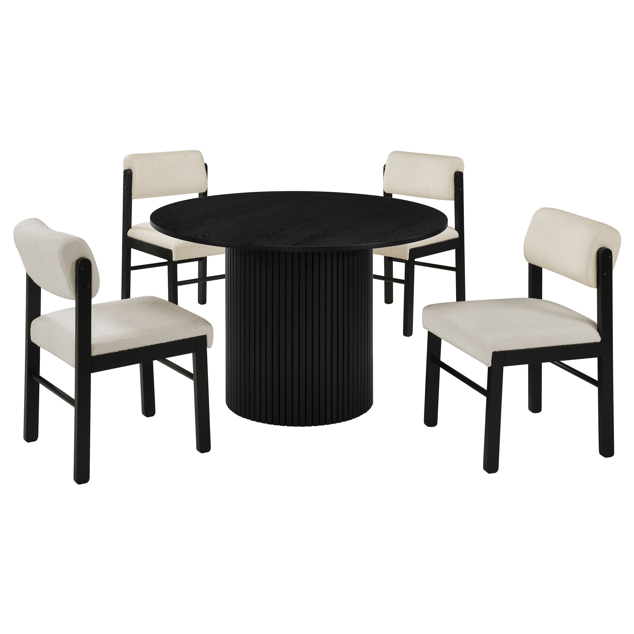 Hamlyn 5-piece Round Wood Dining Set Cream and Black — view 1