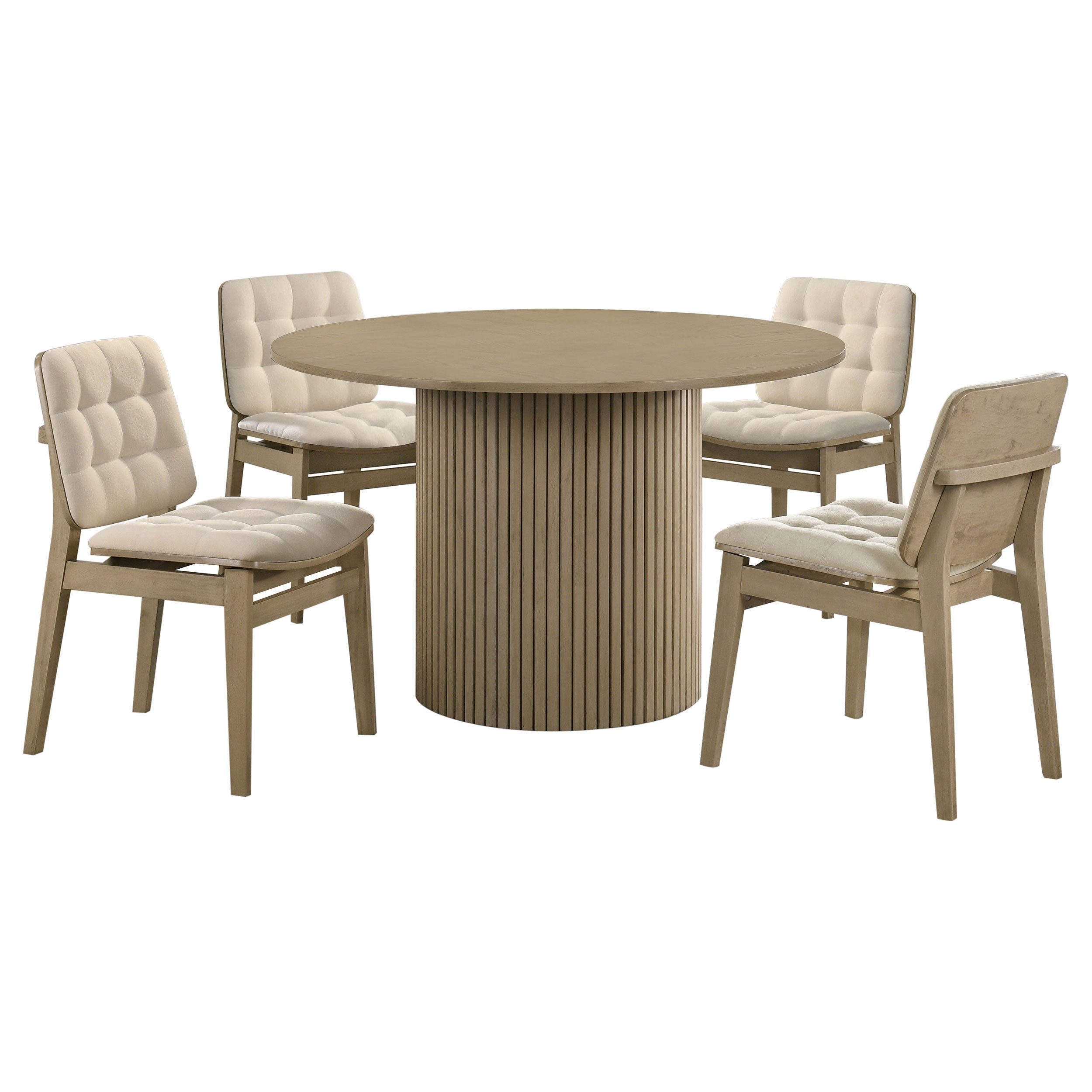 Hamlyn 5-piece Round Wood Dining Set Cream and Natural Oak — view 1