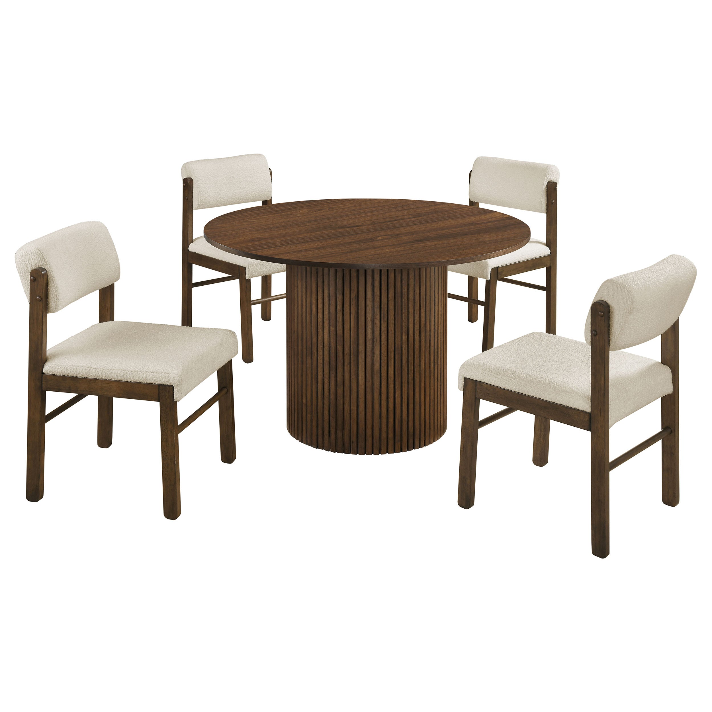 Hamlyn 5-piece Round Wood Dining Set Cream and Walnut — view 1
