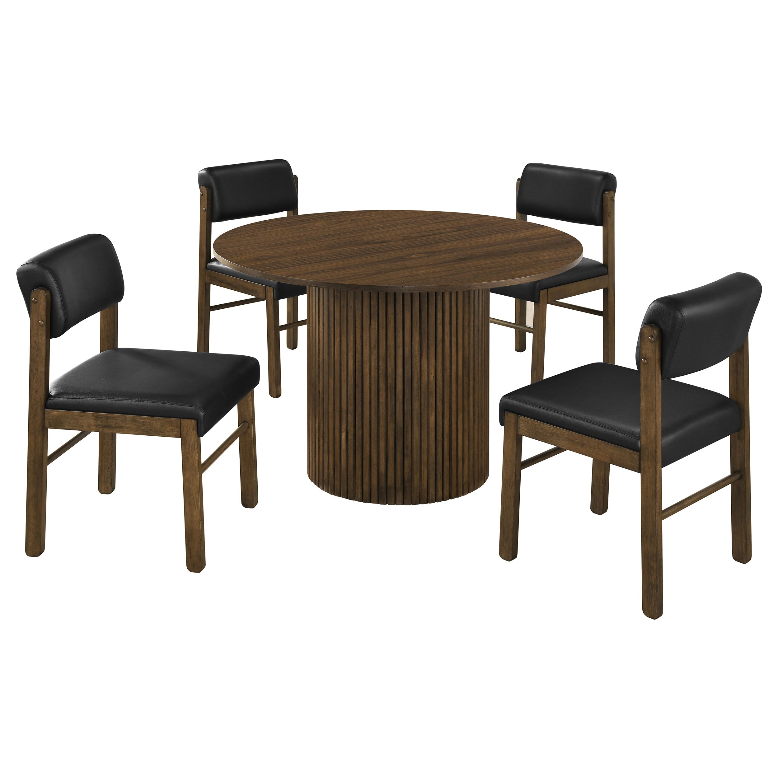 Hamlyn 5-piece Round Wood Dining Set Black and Walnut — view 1