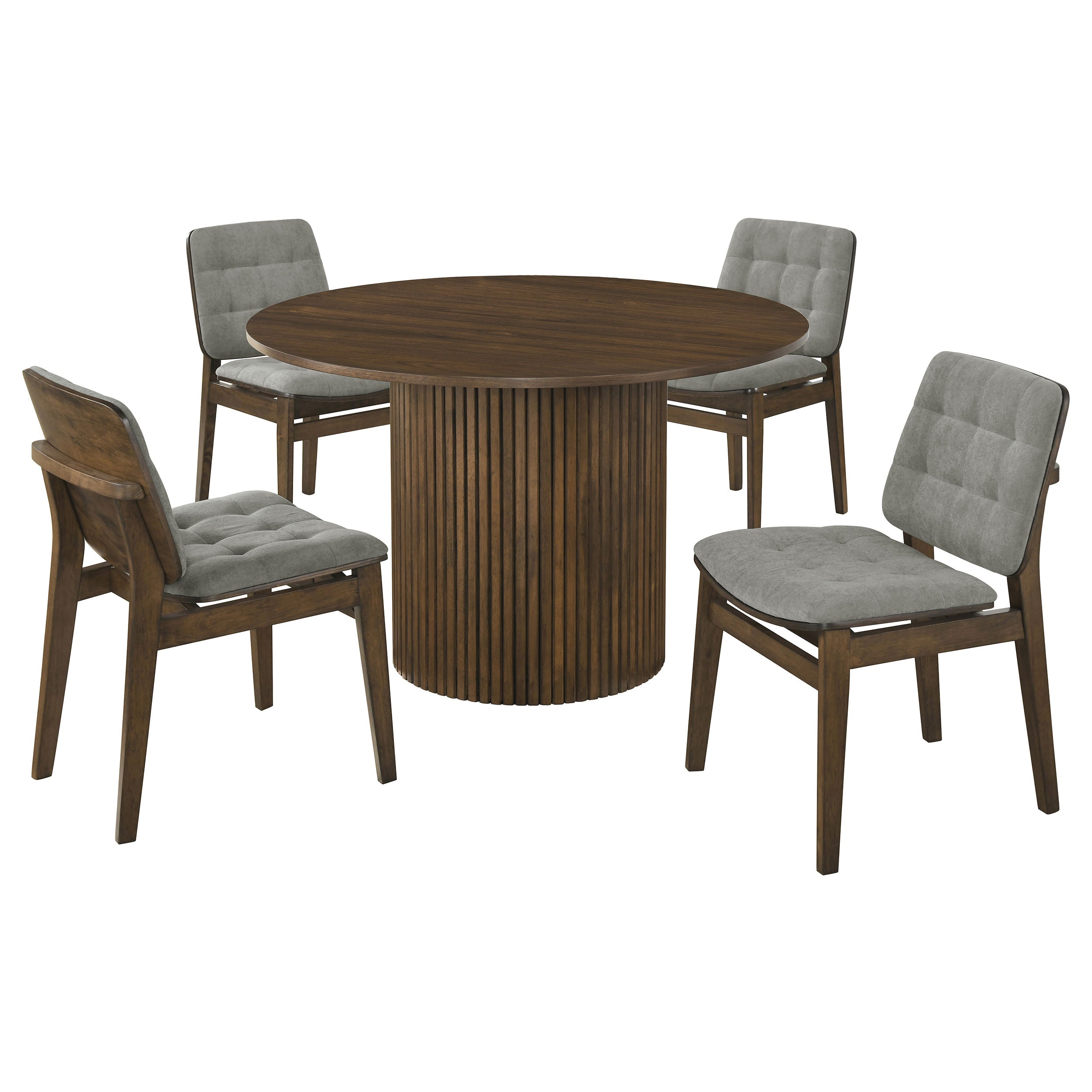 Hamlyn 5-piece Round Wood Dining Set Grey and Walnut — view 1