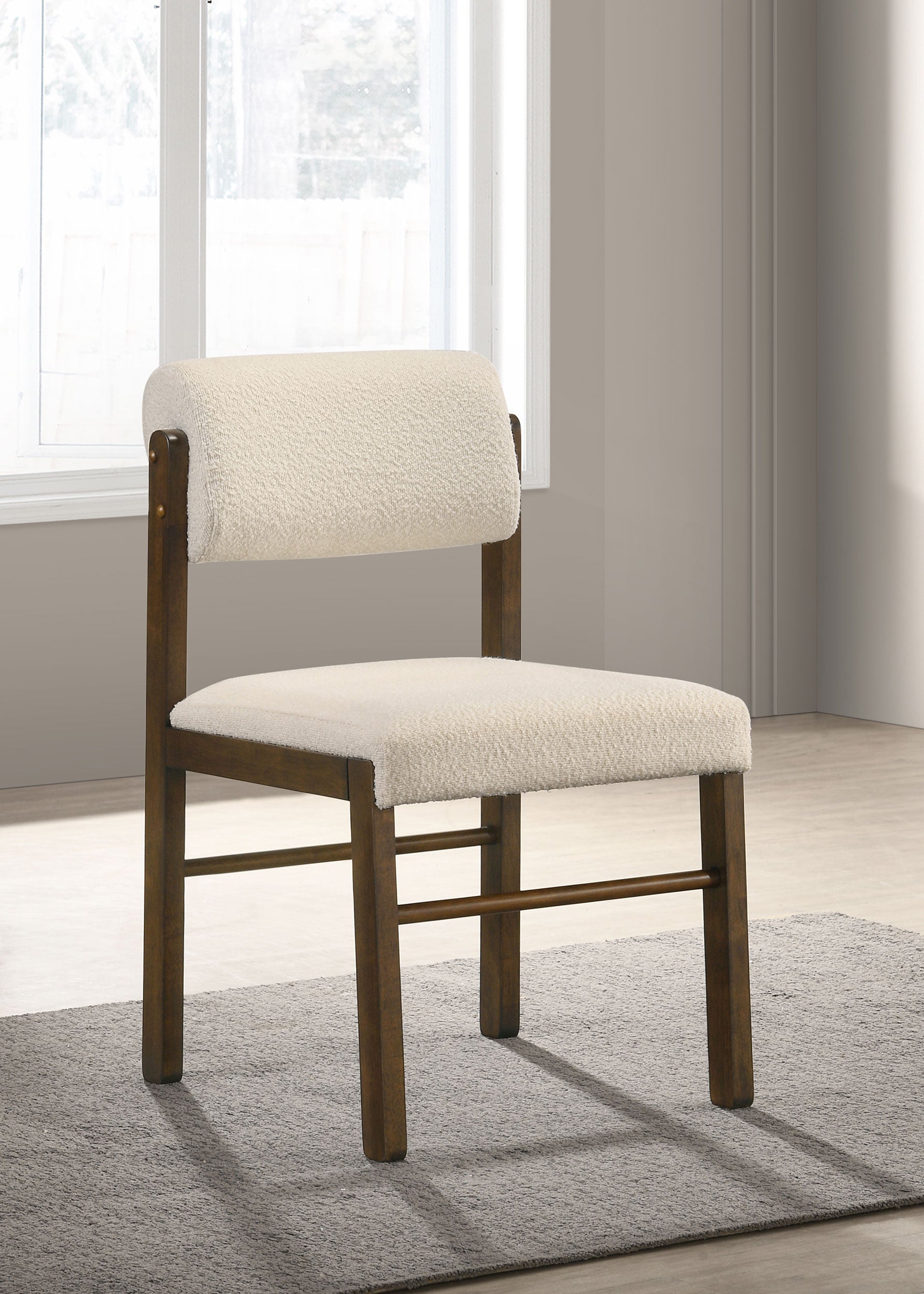 Kehoe Upholstered Dining Side Chair Cream and Walnut (Set of 2) — view 2