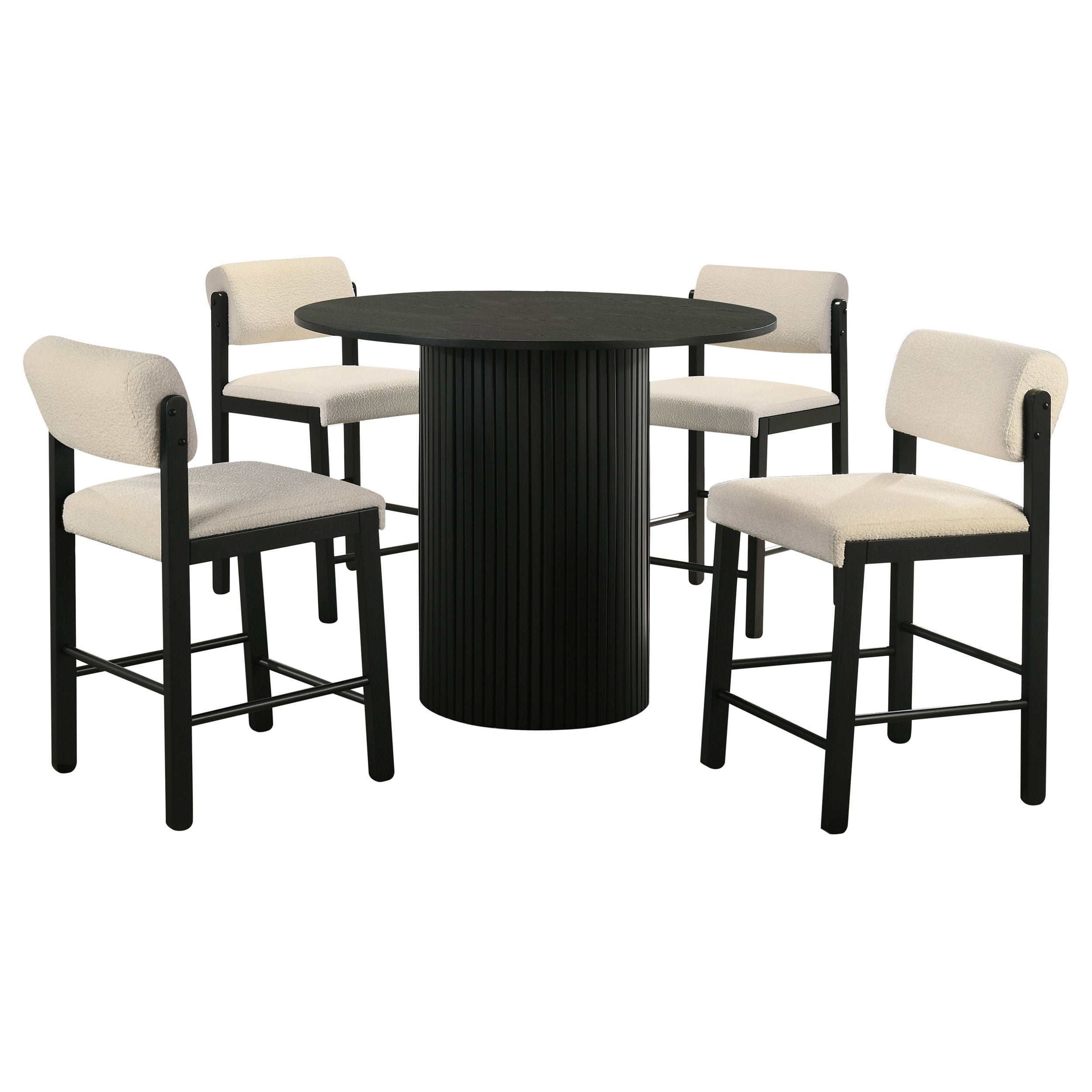 Hamlyn 5-piece Round Wood Counter Height Dining Set Cream and Black — view 2