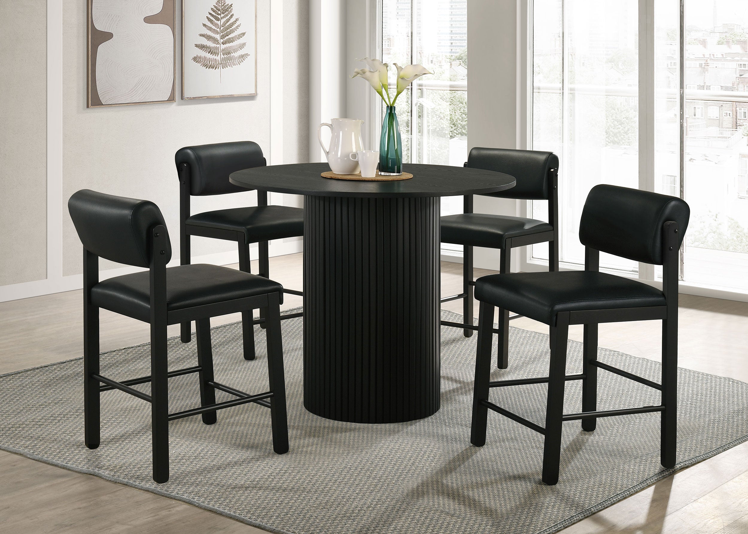 Hamlyn 5-piece Round Wood Counter Height Dining Set Black — view 1