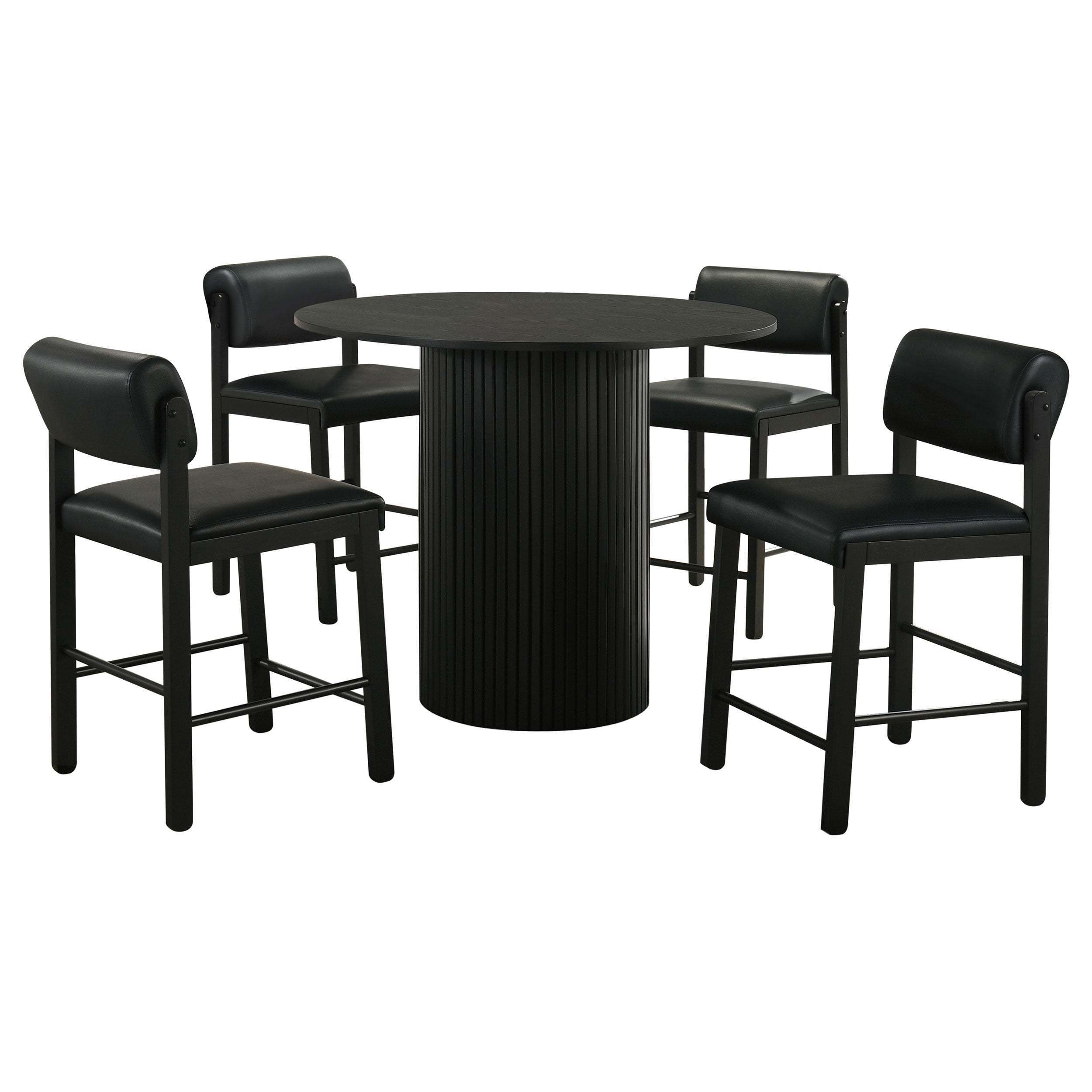 Hamlyn 5-piece Round Wood Counter Height Dining Set Black — view 2