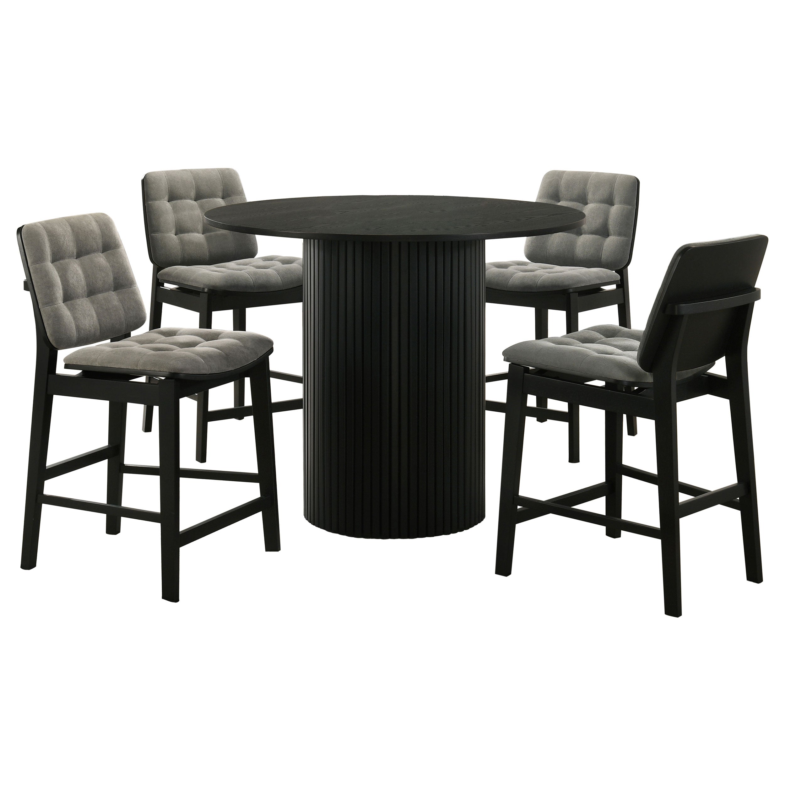 Hamlyn 5-piece Round Wood Counter Height Dining Set Grey and Black — view 2