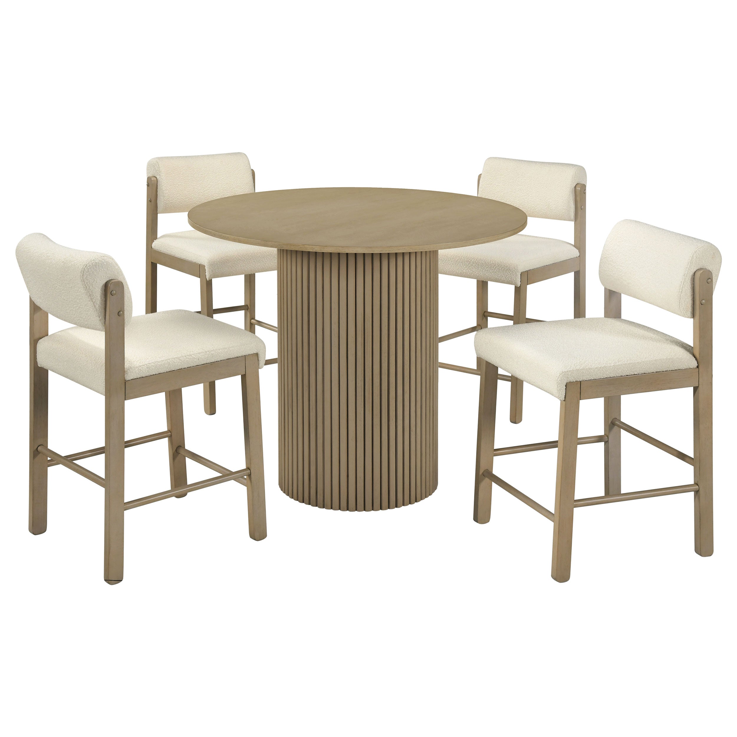 Hamlyn 5-piece Round Wood Counter Height Dining Set Cream and Natural Oak — view 1