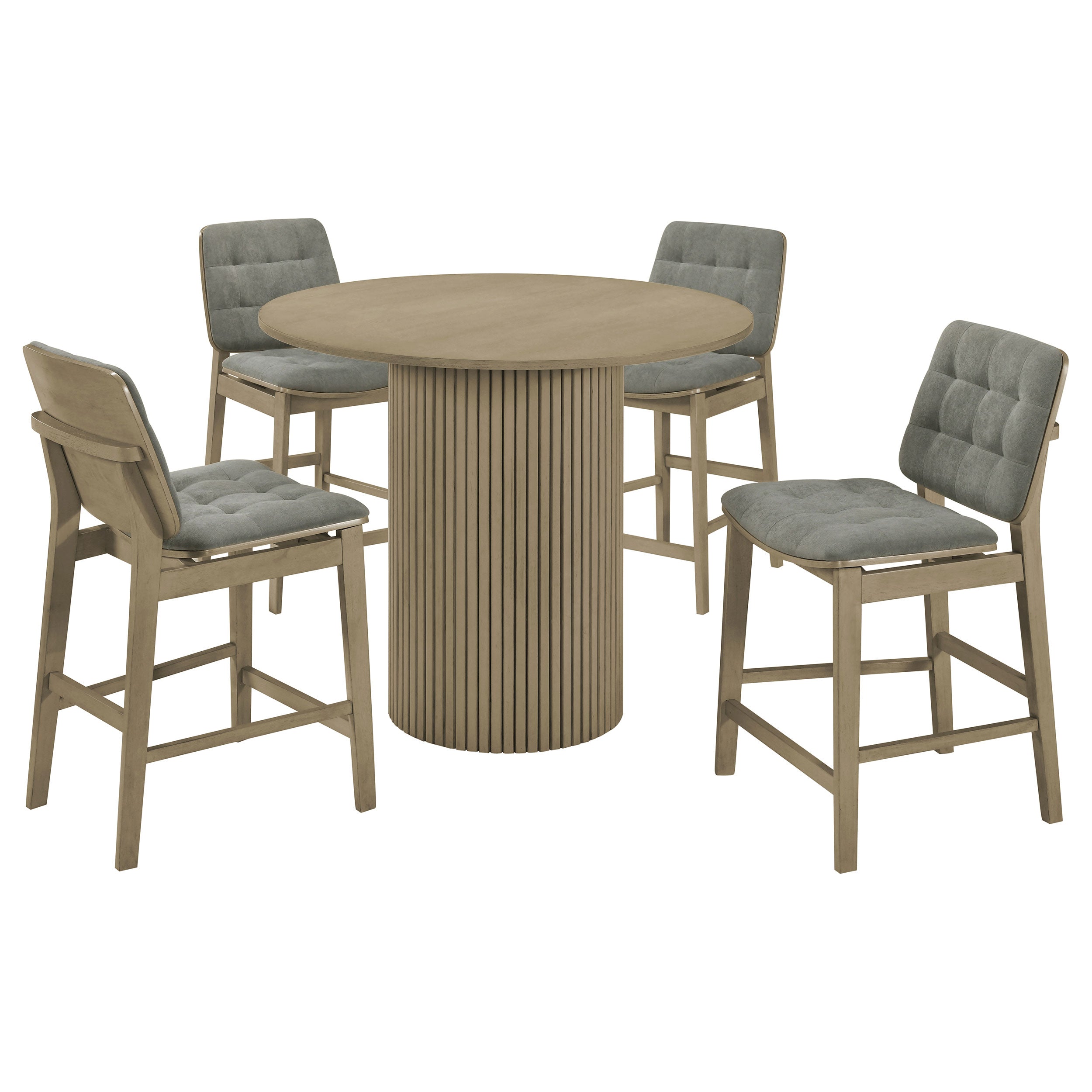 Hamlyn 5-piece Round Wood Counter Height Dining Set Grey and Natural Oak — view 1