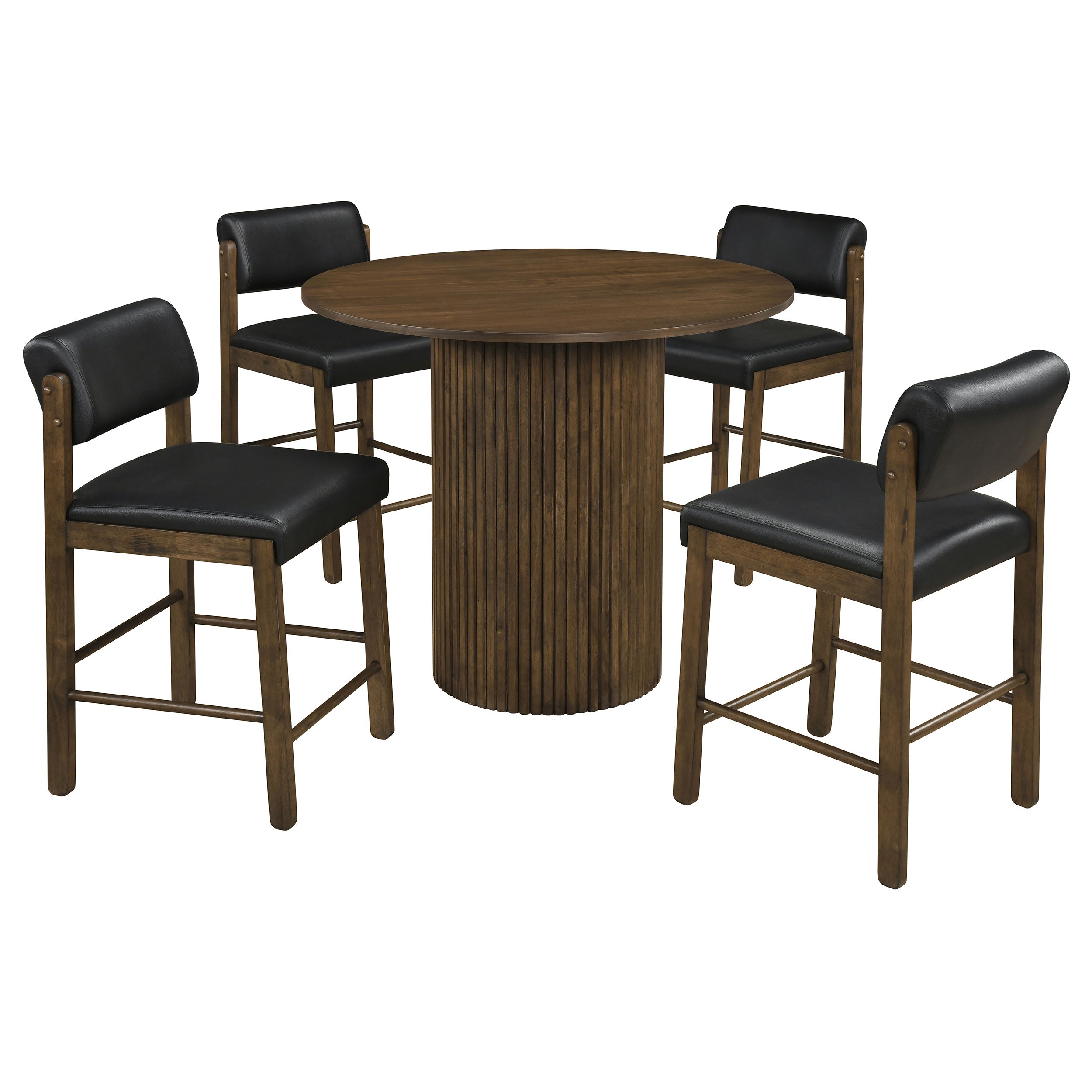 Hamlyn 5-piece Round Wood Counter Height Dining Set Black and Walnut — view 1