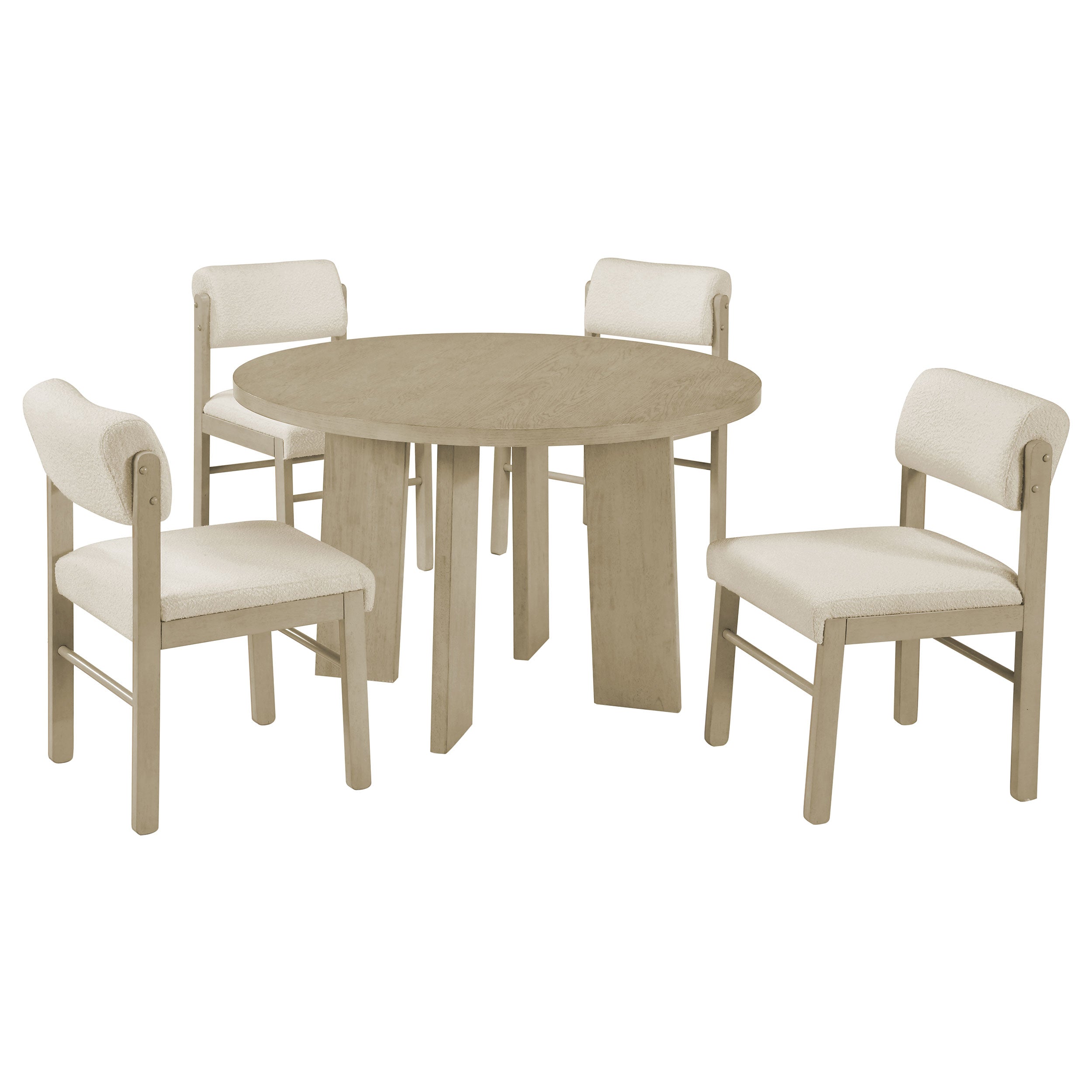 Strouse 5-piece Dining Set Cream and Natural Oak — view 1