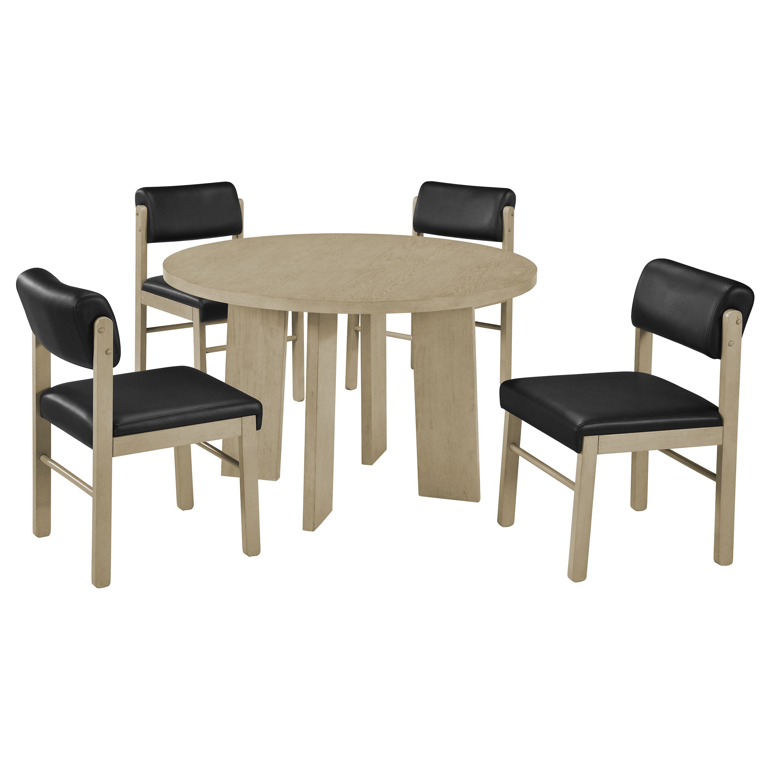 Strouse 5-piece Dining Set Black and Natural Oak — view 1
