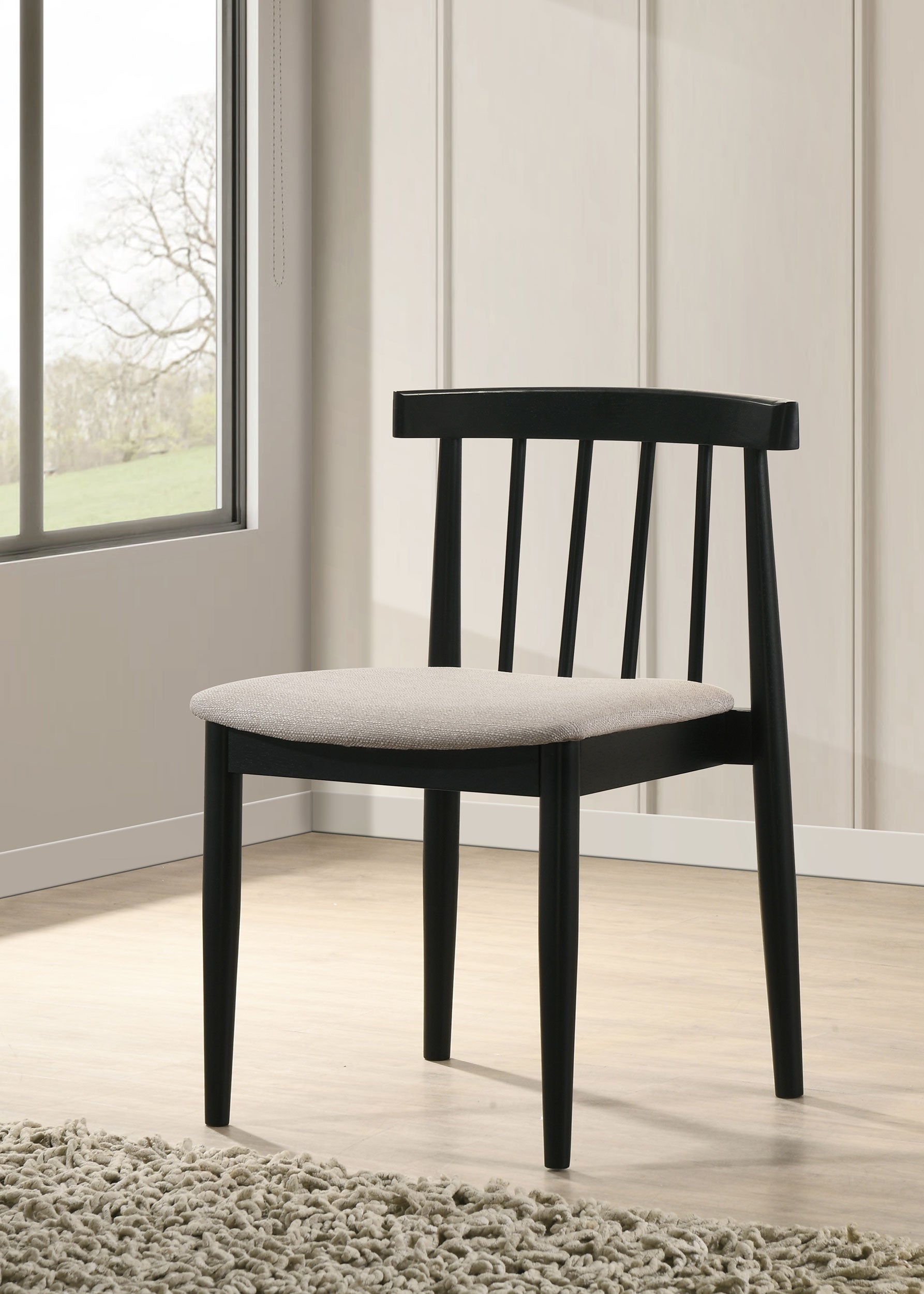 Cullen Dining Side Chair Upholstered Seat Black (Set of 2) — view 2