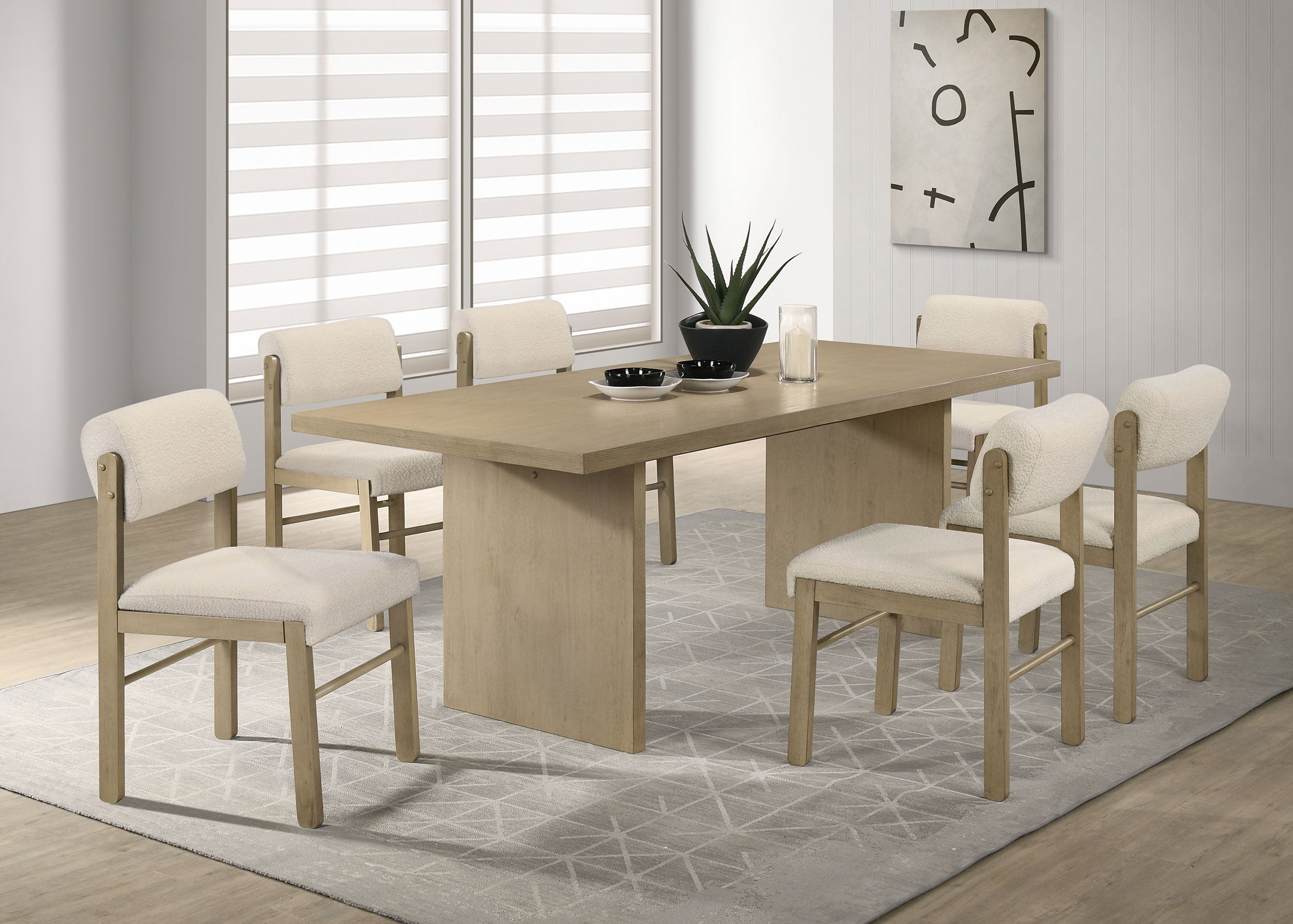 Decker 7-piece 82-inch Rectangular Dining Set Cream and Natural Oak — view 1