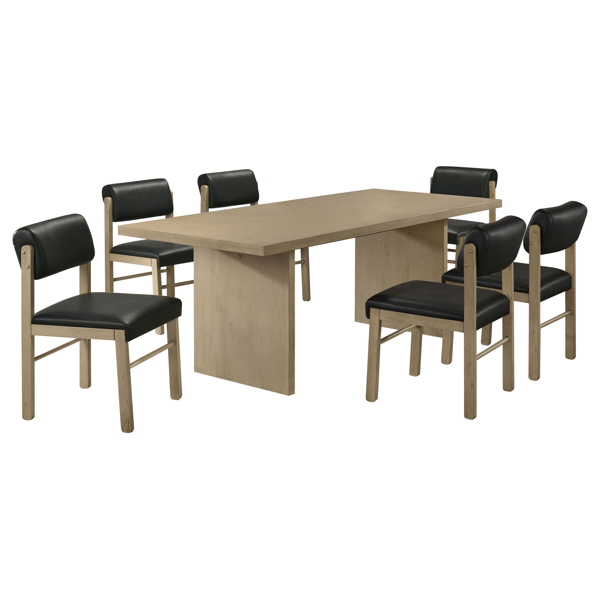 Decker 7-piece 82-inch Rectangular Dining Set Black and Natural Oak — view 2