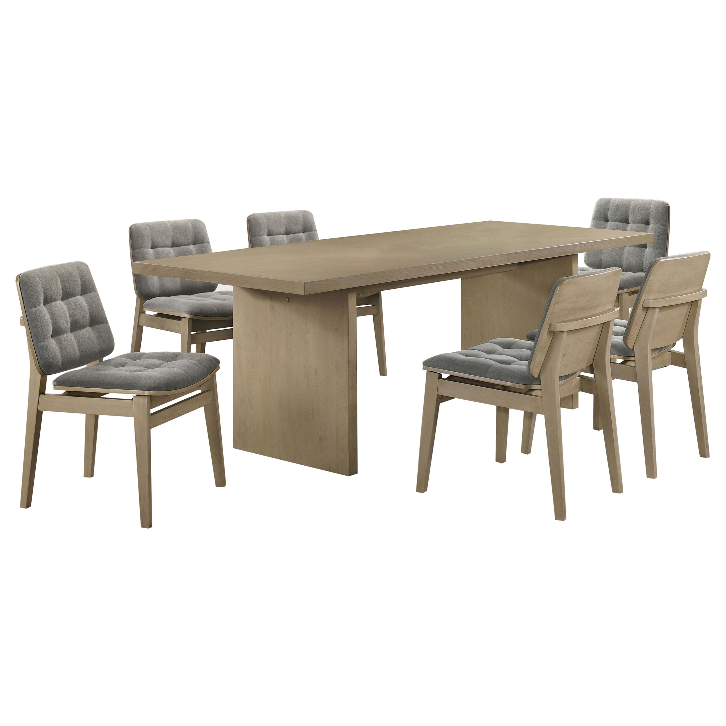 Decker 7-piece 82-inch Rectangular Dining Set Grey and Natural Oak — view 2