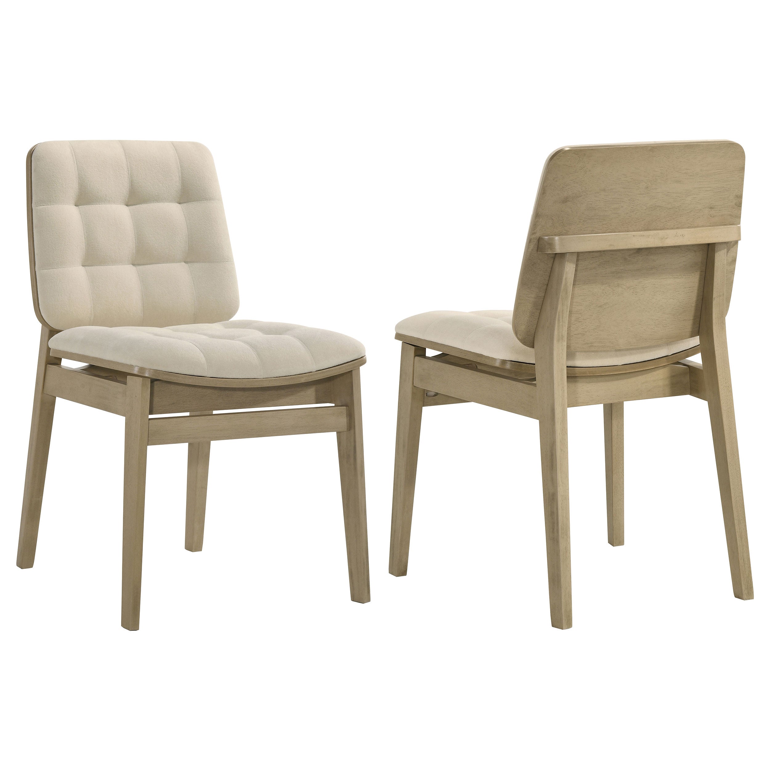Redbridge Velvet Upholstered Side Chair Cream and Natural Oak (Set of 2) — view 1